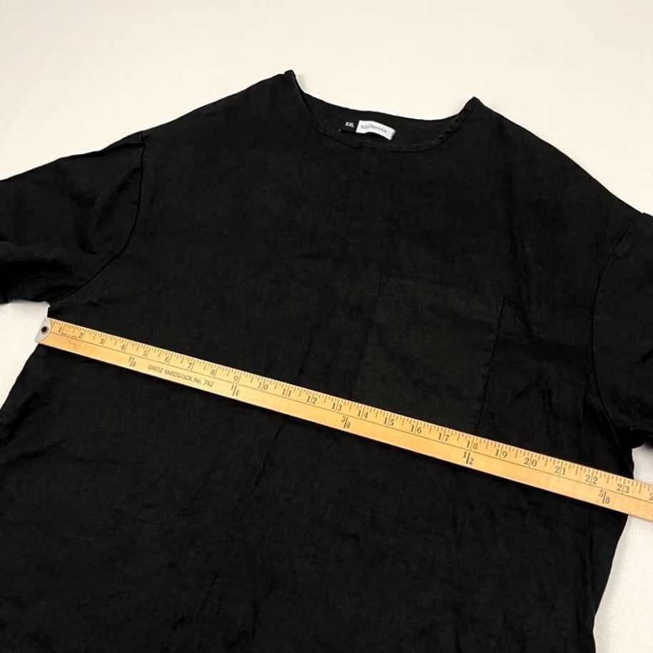 FLAX Kidoriman Blouse Womens 2XL 100% Linen Black Minimalist Lagenlook Boho Core Shirt Adult XXL Size XXL / US 16-18 / IT 52-54 - 7 Thumbnail
