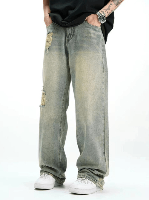 Japanese Brand × Jean Men's retro trend casual loose ripped jeans y2k Size US 32 / EU 48 - 1 Thumbnail