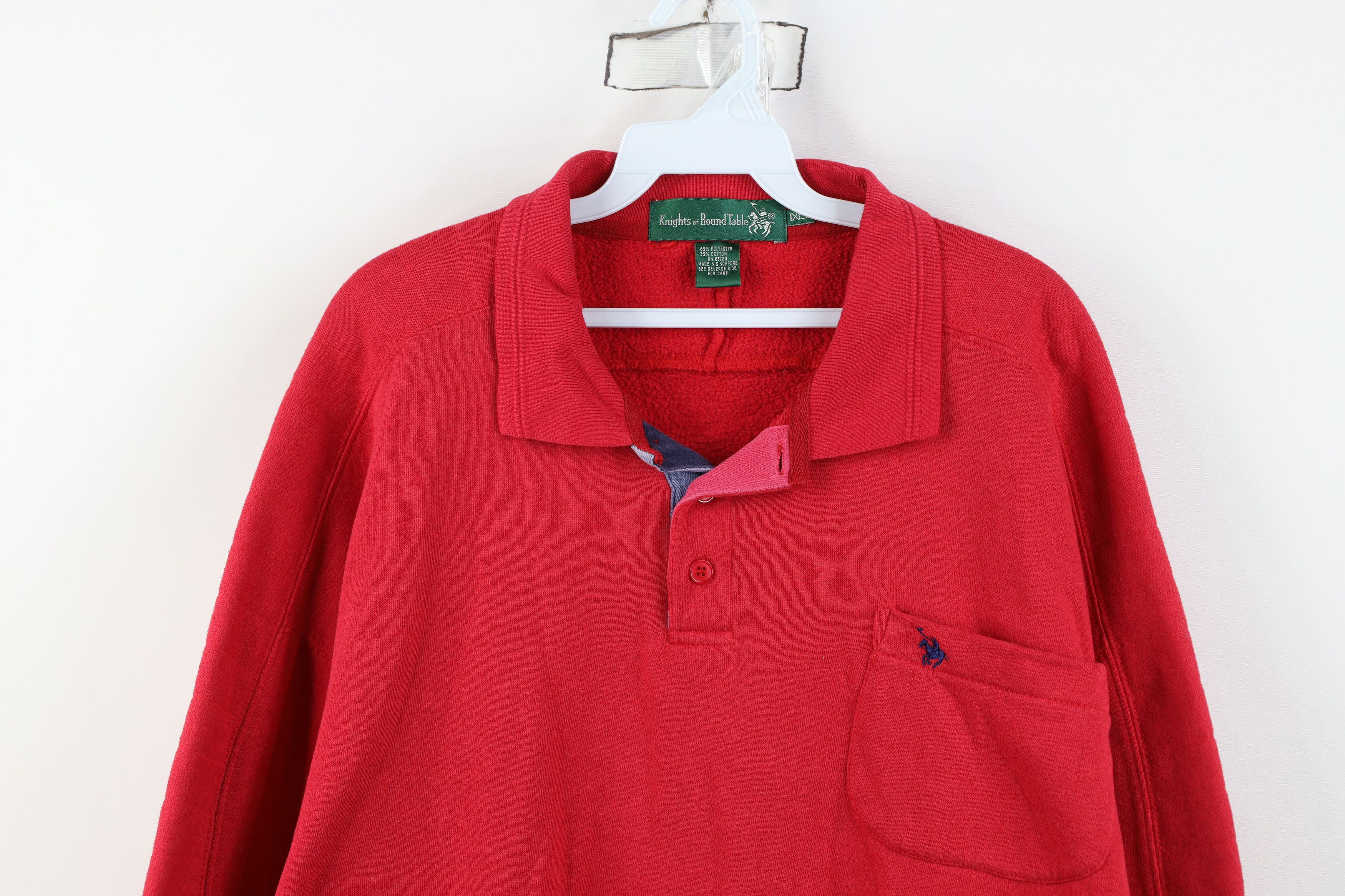 Vintage Vintage 90s Streetwear Collared Pullover Sweatshirt Red Size US XL / EU 56 / 4 - 2 Thumbnail