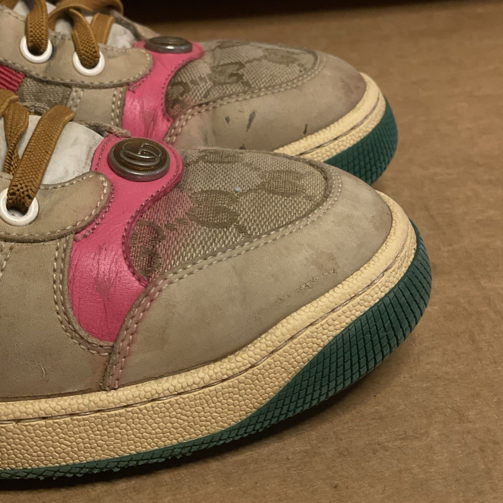 Gucci Gucci Sneakers Screener Distressed Leather Monogram Canvas Size US 8.5 / IT 38.5 - 13 Thumbnail