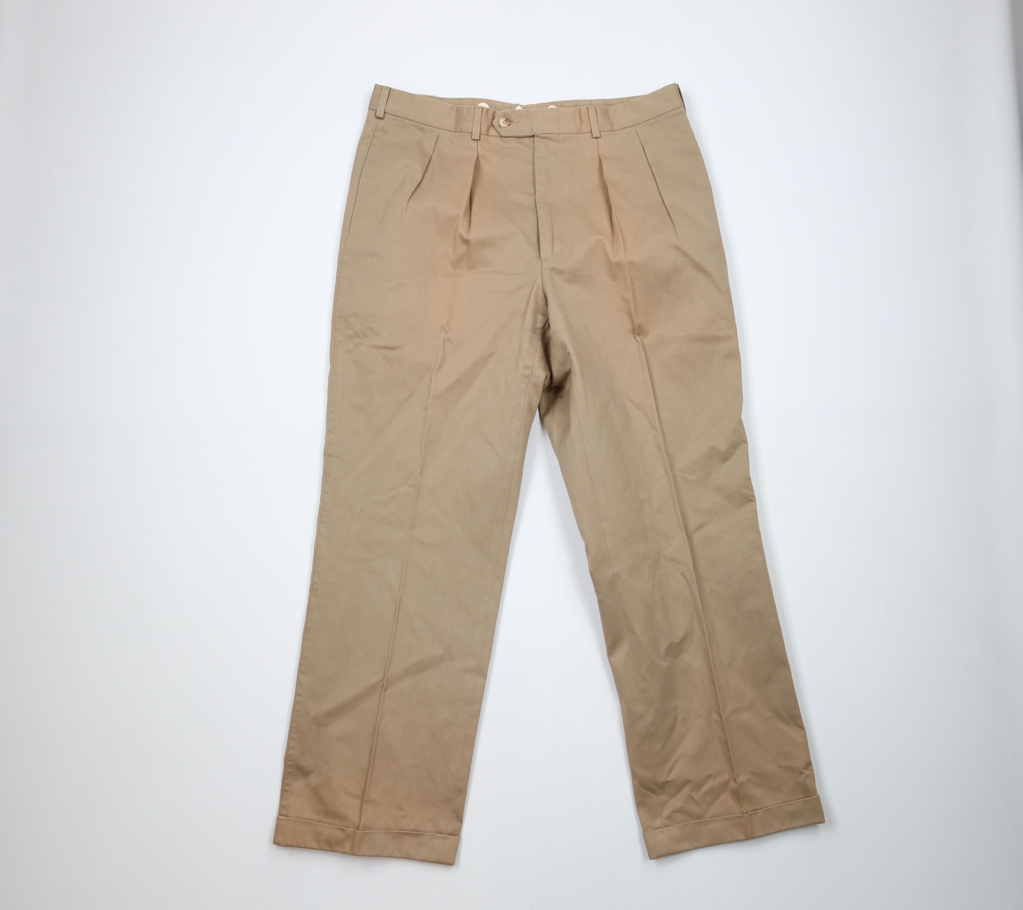 Lands' End × Vintage Vintage 90s Lands End Pleated Wide Leg Chino Pants USA Size US 36 / EU 52 - 1 Thumbnail