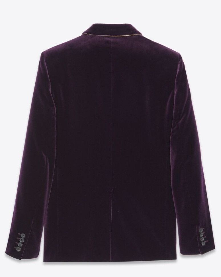 Saint Laurent Paris o1bcso1str1124 Fitted Single-Breasted Jacket in Purple Size US M / EU 48-50 / 2 - 2 Thumbnail