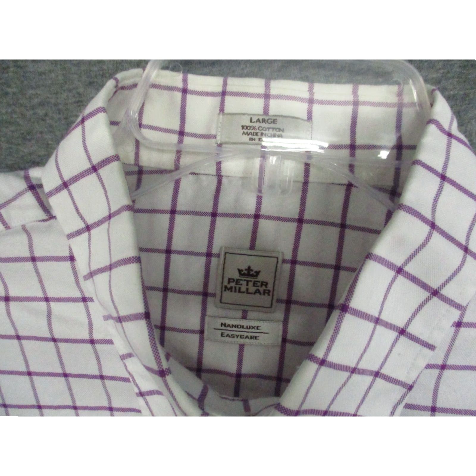Peter Millar Peter Millar Nanoluxe Shirt Mens Large White Lavender Check Button-Up Shirt Size US L / EU 52-54 / 3 - 4 Thumbnail