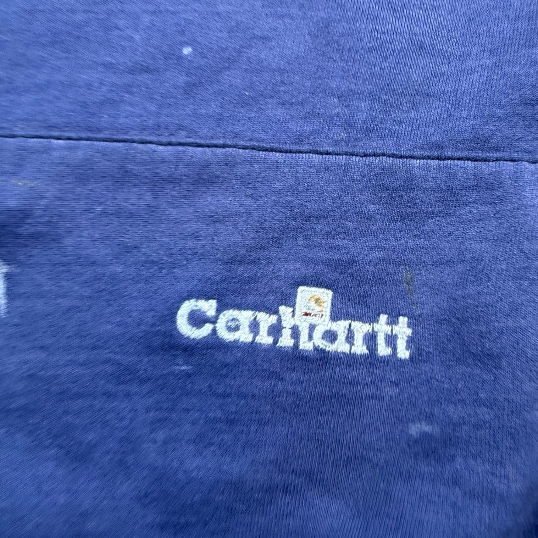 Carhartt VINTAGE Carhartt Hoodie Mens 2XL Blue 90s Distressed Sun Faded Painter Pullover Suns Badges Size US XXL / EU 58 / 5 - 5 Thumbnail