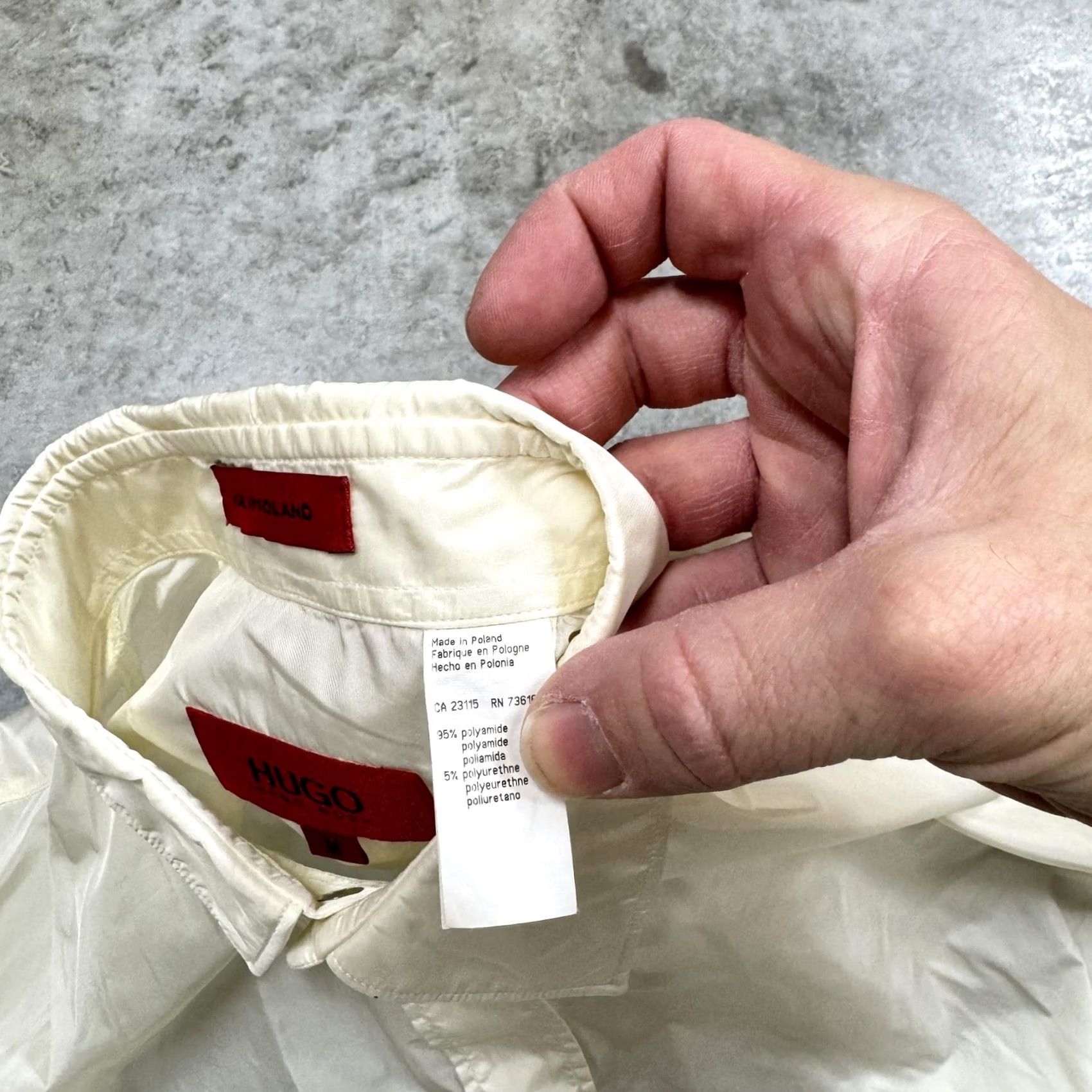 Hugo Boss HUGO BOSS Shirt Mens M Ivory Hidden Snap Front Long Sleeve Dress Shirt Shirt Mens M Ivory Hidden Snap Front Long Sleeve Dress Shirt Size 40R - 5 Thumbnail