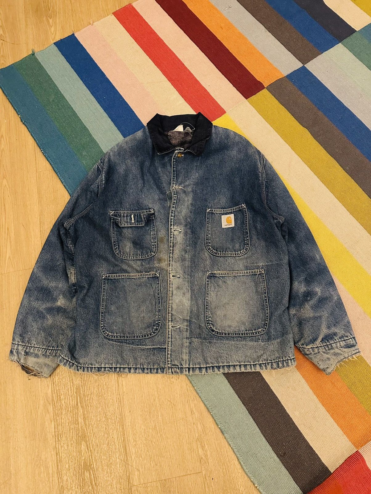 Carhartt Vintage 90s Carhartt Chore Jacket Denim XL Size US XL / EU 56 / 4 - 1 Thumbnail