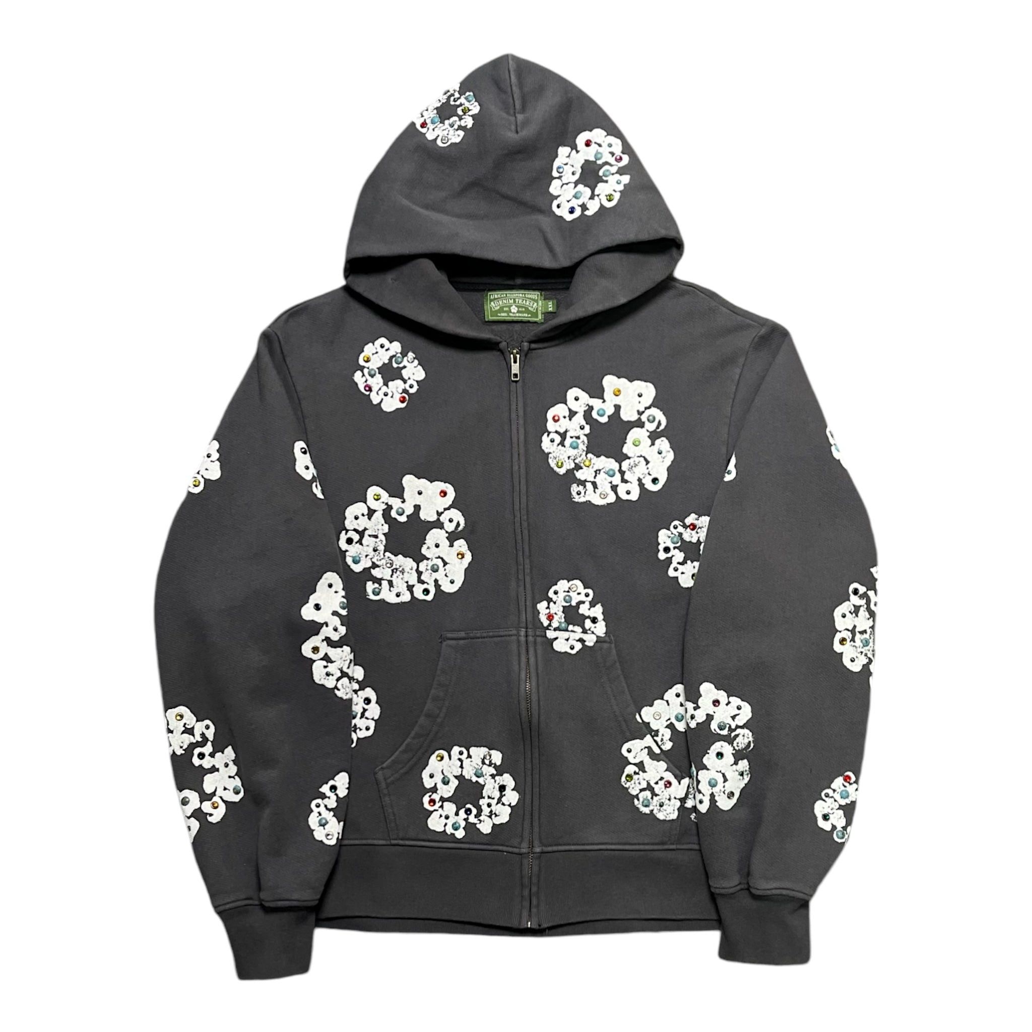DENIM TEARS Rhinestone Wreath Zip Hooded Sweatshirt Black Size US XXL / EU 58 / 5 - 1 Thumbnail