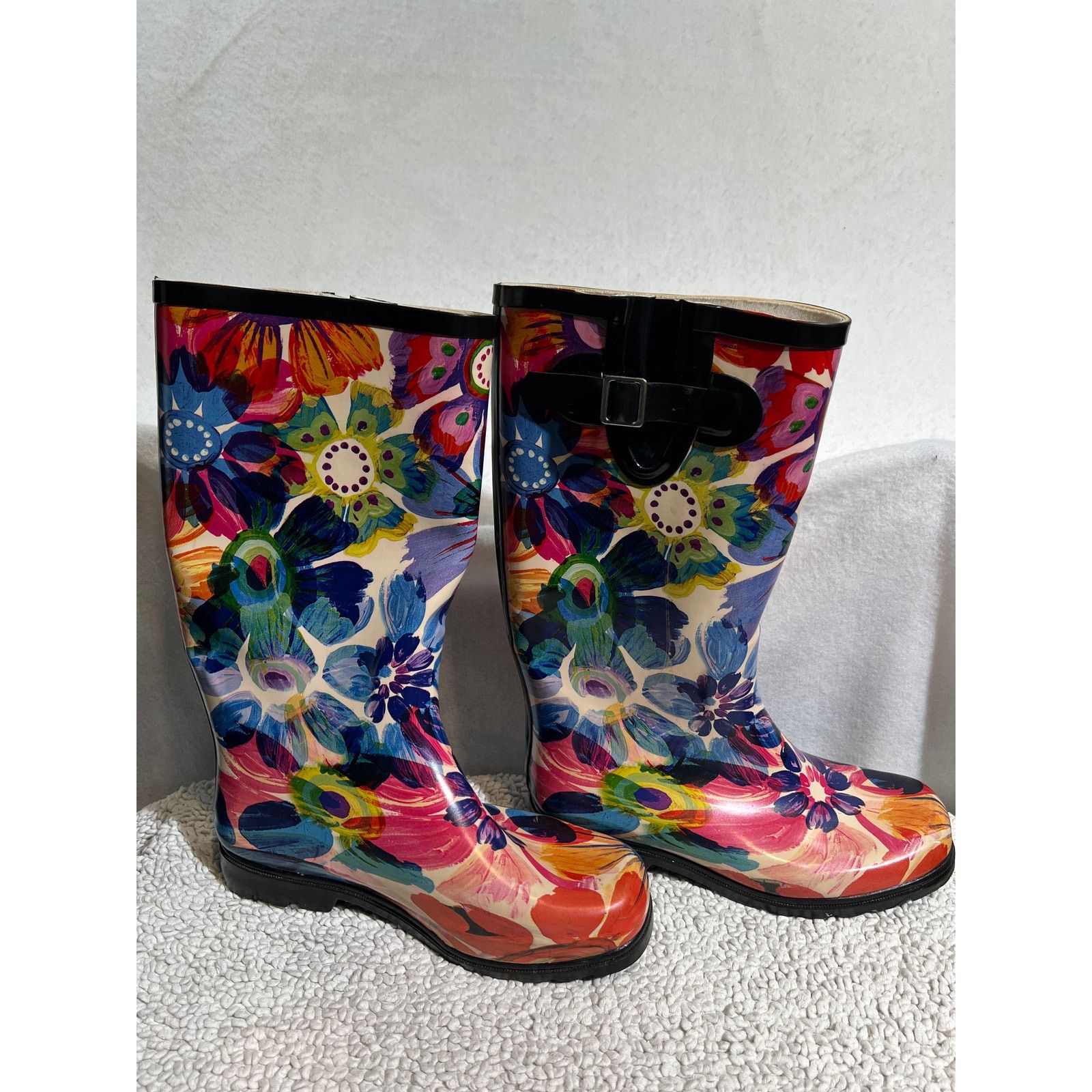 Nomad Nomad T & W Drench Rain Boots Size 8 Rubber Pull On Floral Size US 8 / IT 38 - 2 Thumbnail