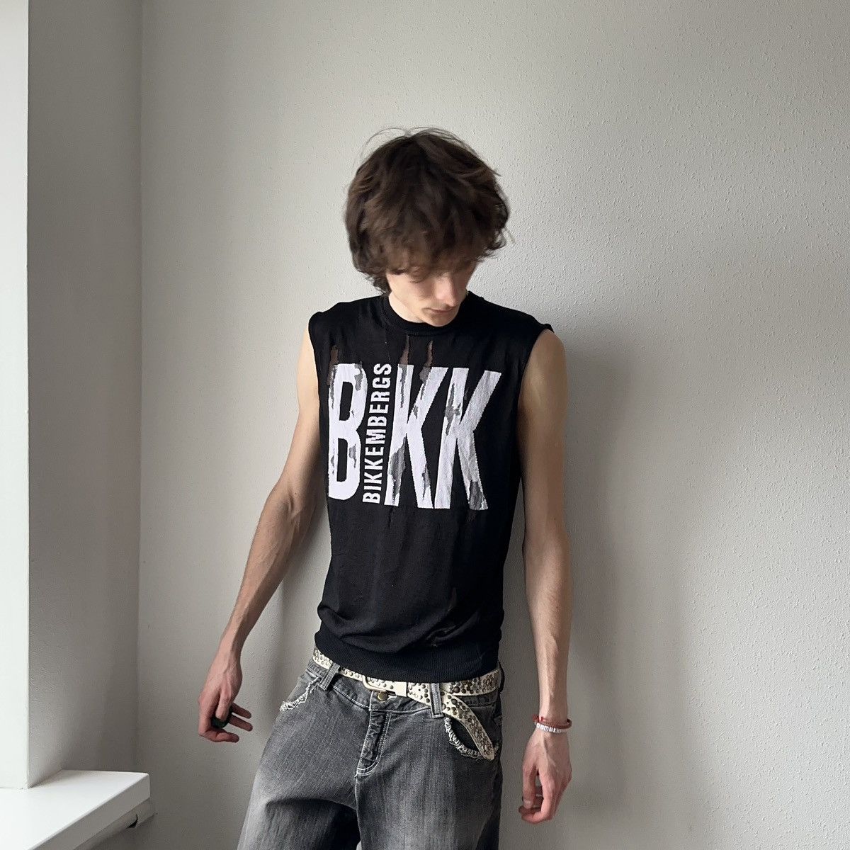 Dirk Bikkembergs Archive Dirk Bikkembergs Punk Distressed Knit Vest Tank Top Size US M / EU 48-50 / 2 - 6 Thumbnail