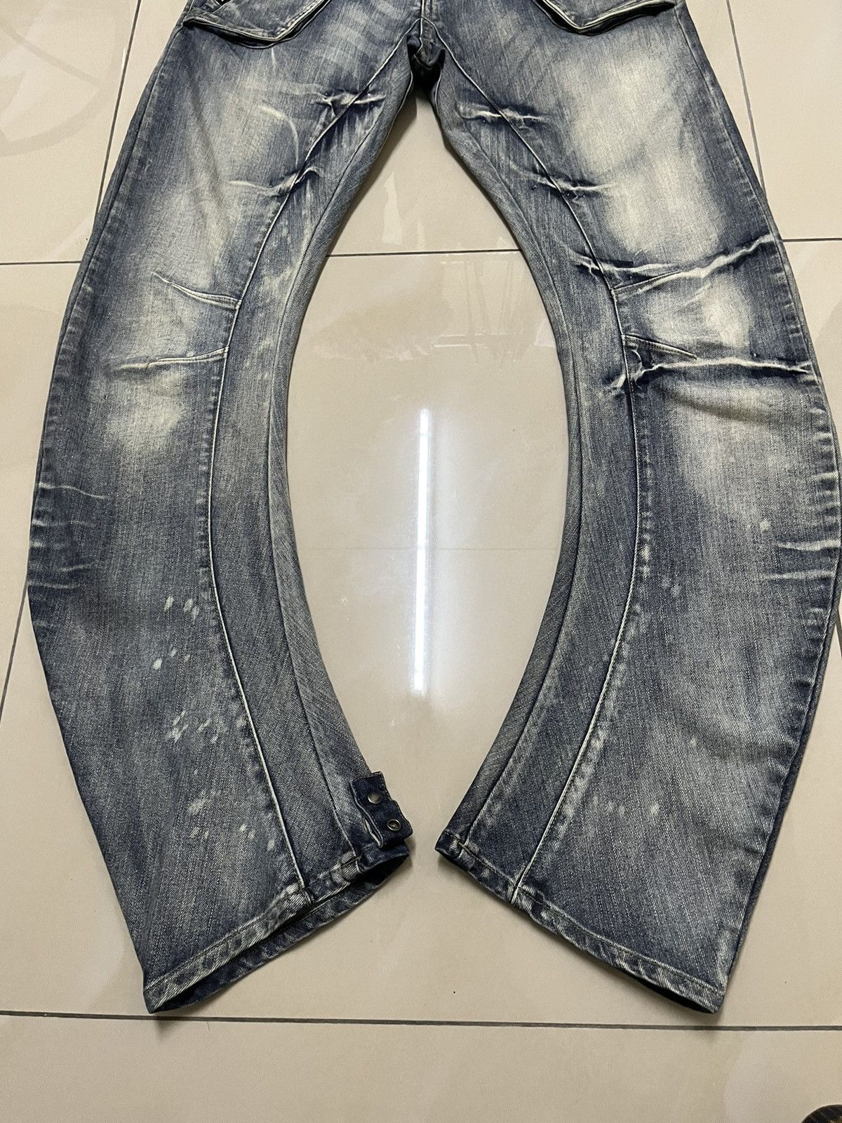 PPFM PPFM J spiral cut bondage curved punk style denim Size US 33 - 5 Thumbnail