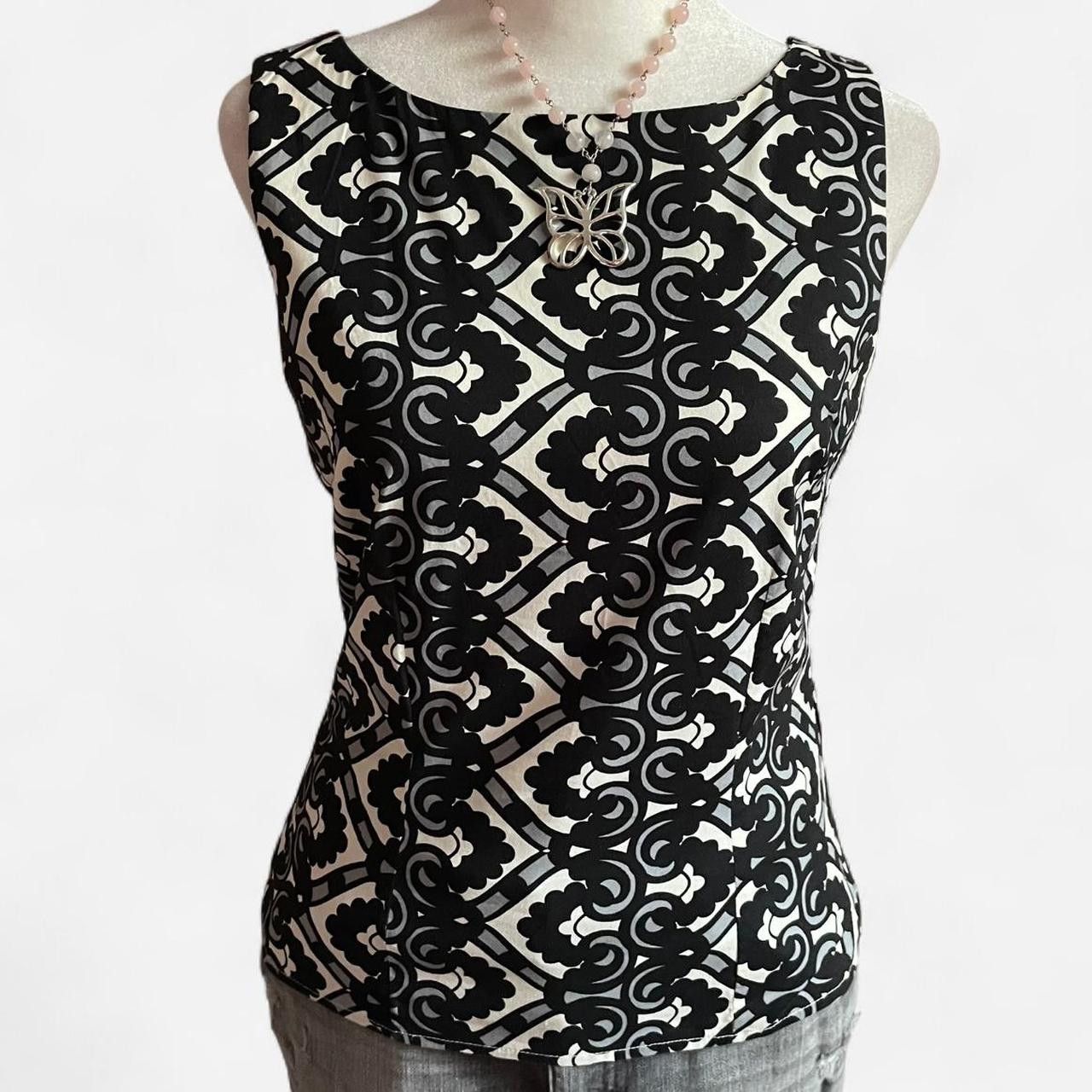 H&M 2000s Black and White Geometric Sleeveless Top Size M / US 6-8 / IT 42-44 - 1 Thumbnail