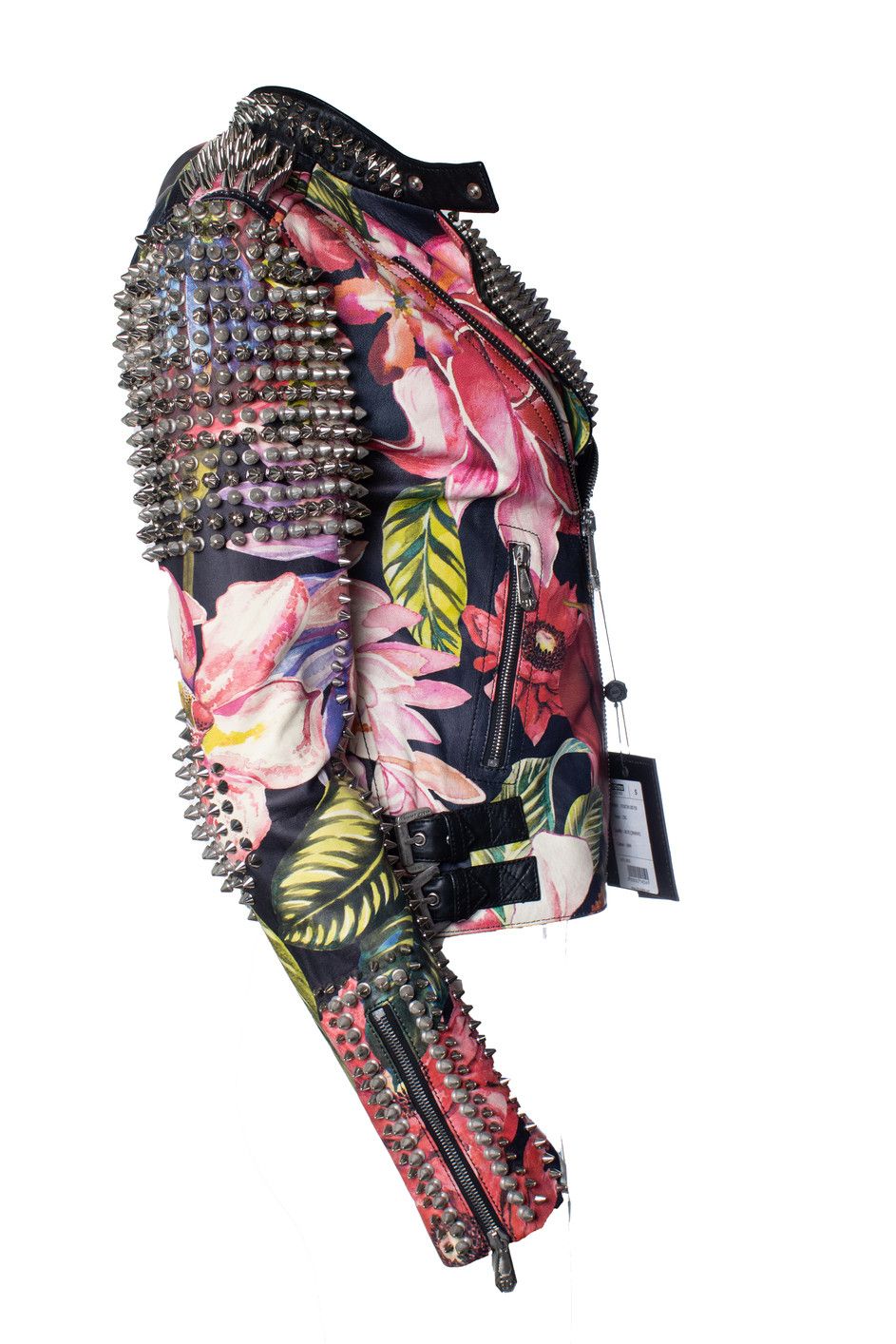 Philipp Plein Philipp Plein, floral leather biker jacket Size S / US 4 / IT 40 - 5 Thumbnail