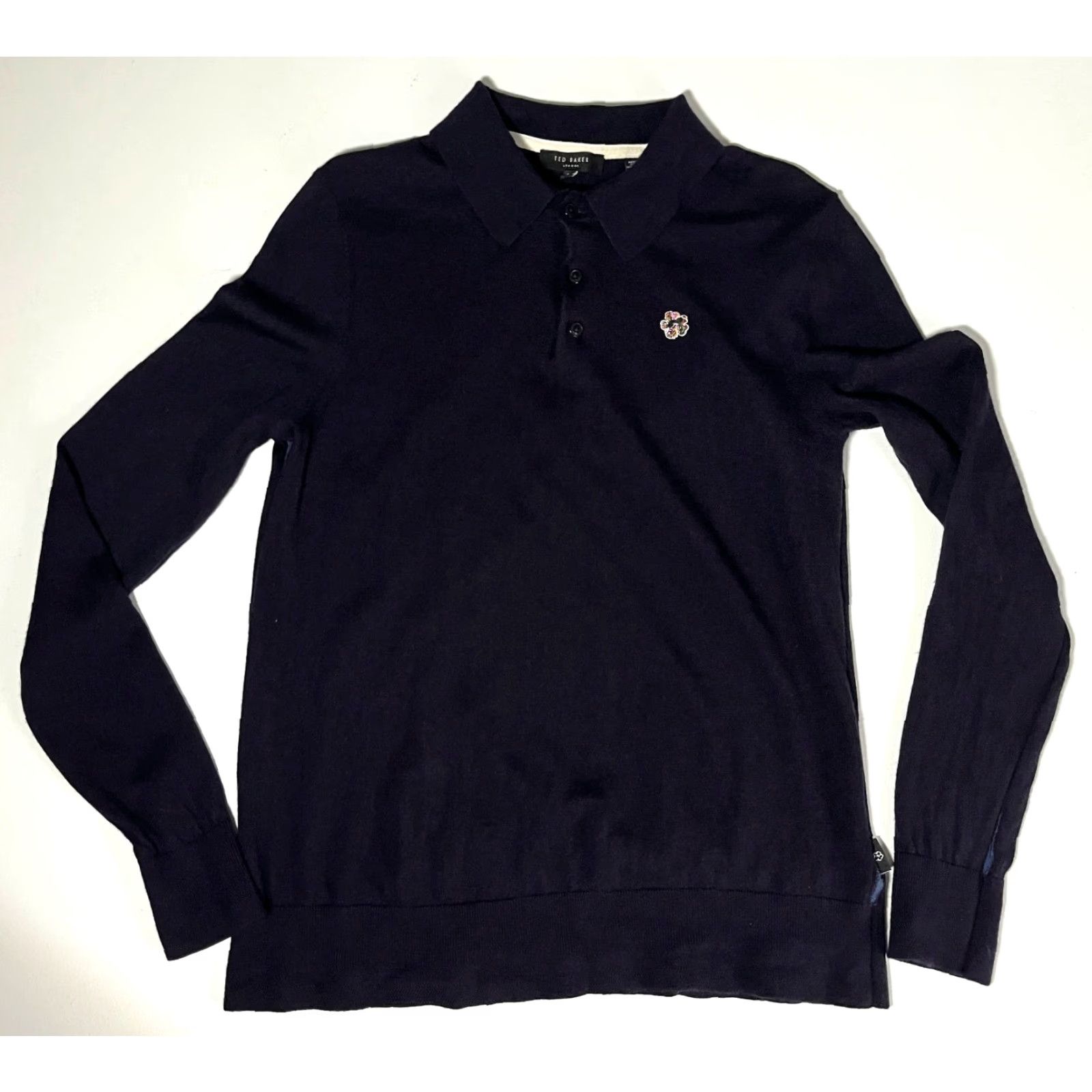 Ted Baker VINTAGE Ted Baker London Men's Collared Sweater Navy Wool 100% Size 5 M/L Slim Regular Knit Pullover Logo City Classic Designer Preppy Wool Navy Mens Size US L / EU 52-54 / 3 - 3 Thumbnail