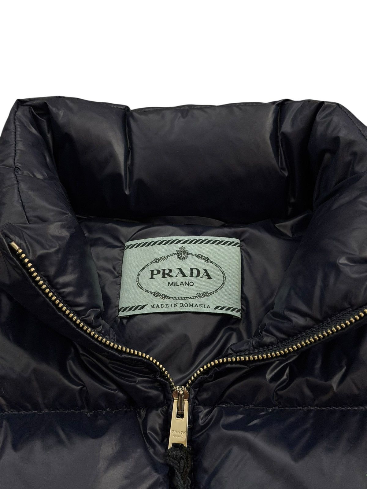 Prada Prada Nylon Navy Logo Print Down Puffer Jacket Size US M / EU 48-50 / 2 - 4 Thumbnail