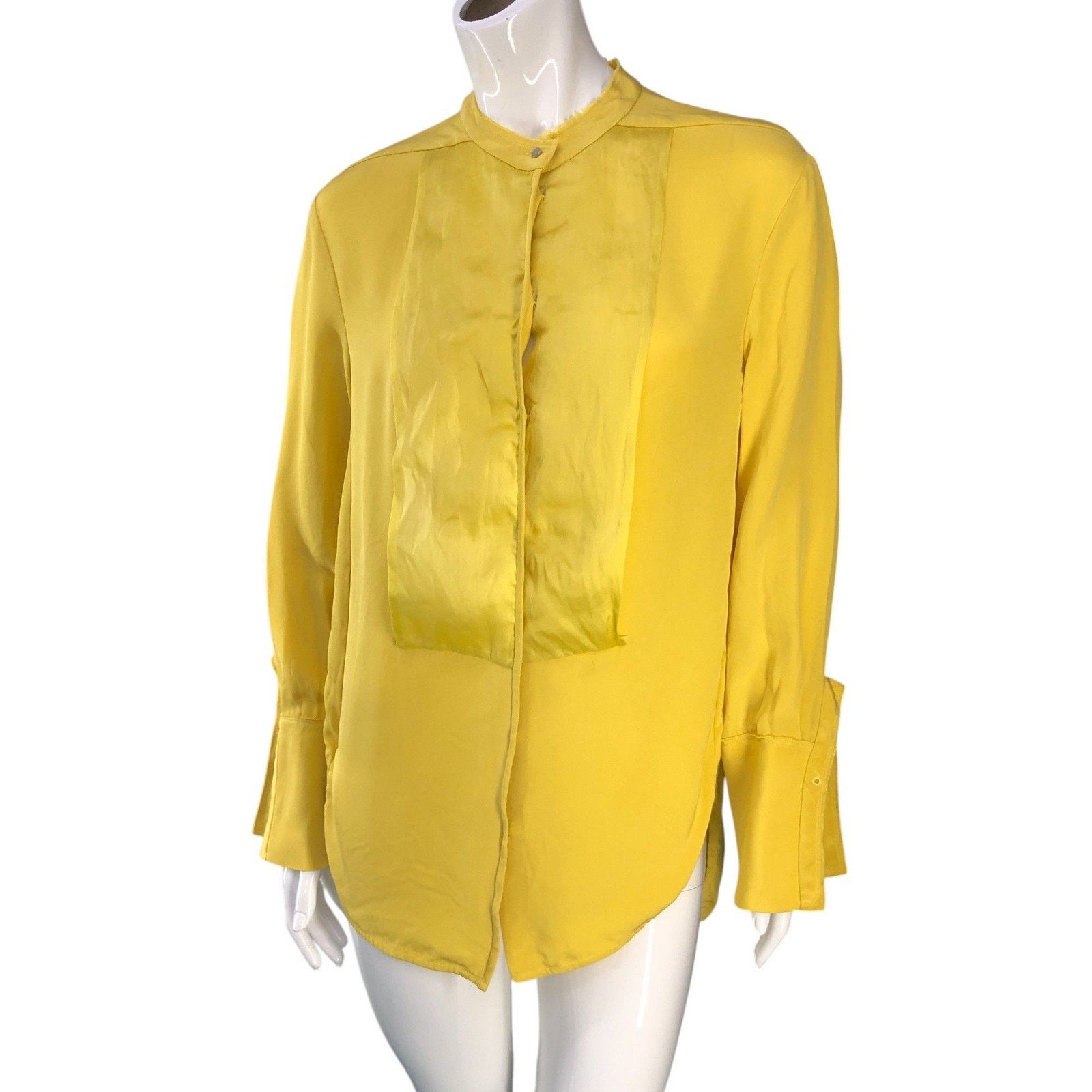 3.1 Phillip Lim 3.1 Phillip Lim Blouse 4 Yellow Silk Bib Front Mandarin Size S / US 4 / IT 40 - 1 Thumbnail