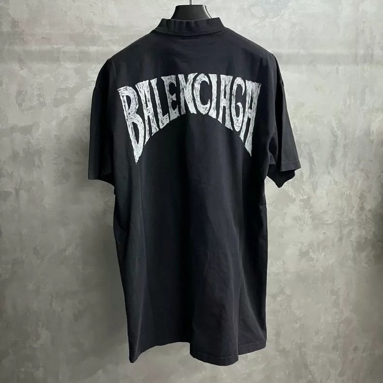 Balenciaga Balenciaga Black Solid Sunset Tower Print Crew Neck Short Size US S / EU 44-46 / 1 - 2 Thumbnail