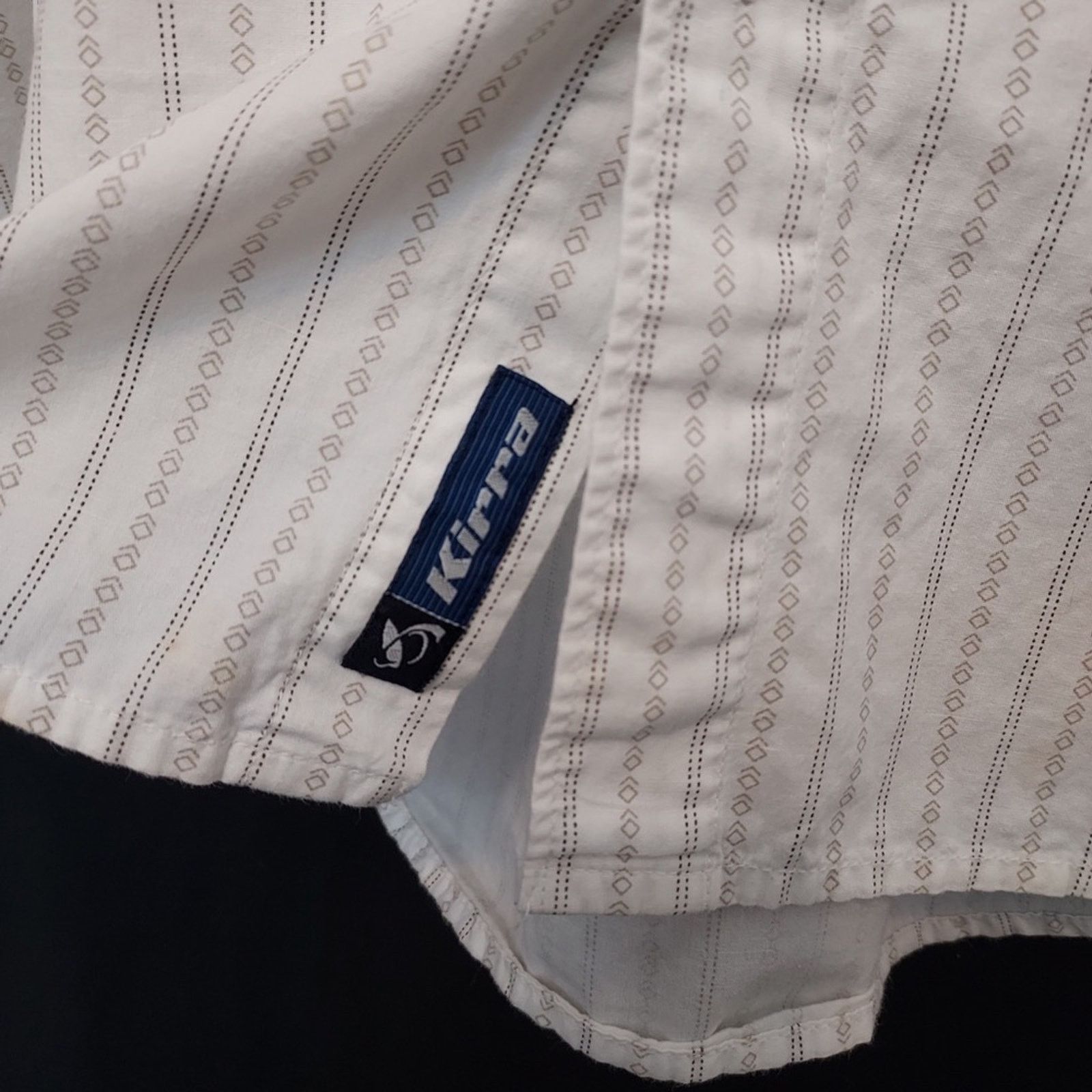 Kirra Kirra Men’s Cotton White Geometric Striped Button Up Shirt Size US L / EU 52-54 / 3 - 7 Thumbnail