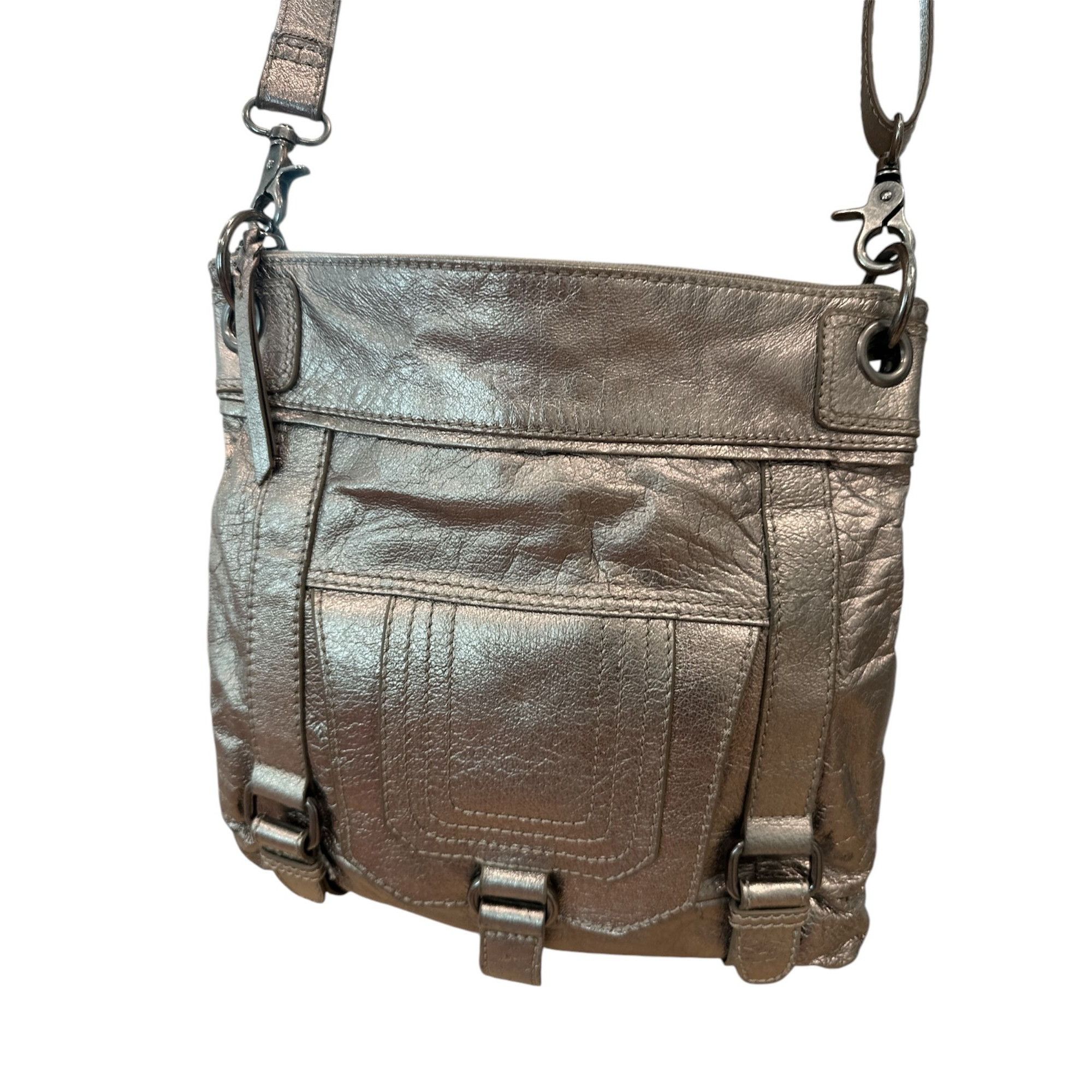 The Sak The Sak Metallic Pewter Genuine Leather Crossbody/ Clutch Ba Size ONE SIZE - 3 Thumbnail