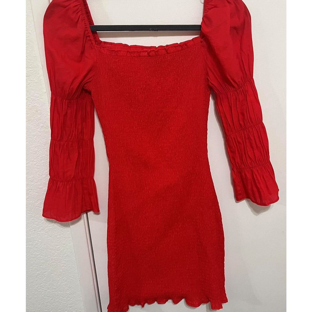 Other J.O.A. Women's Stretch Smocked Scarlet Red Dress| Size L NWT Size L / US 10 / IT 46 - 4 Thumbnail