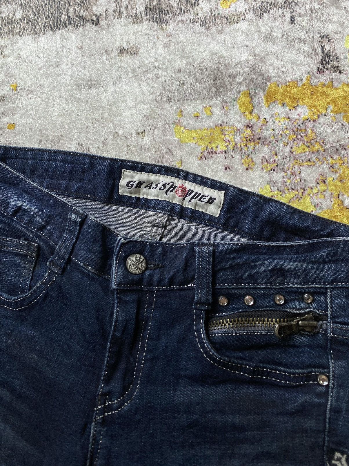 If Six Was Nine × Japanese Brand × Le Grande Bleu (L.G.B.) Japanes Grass Hopper embroidery cross Size 27" / US 4 / IT 40 - 5 Thumbnail