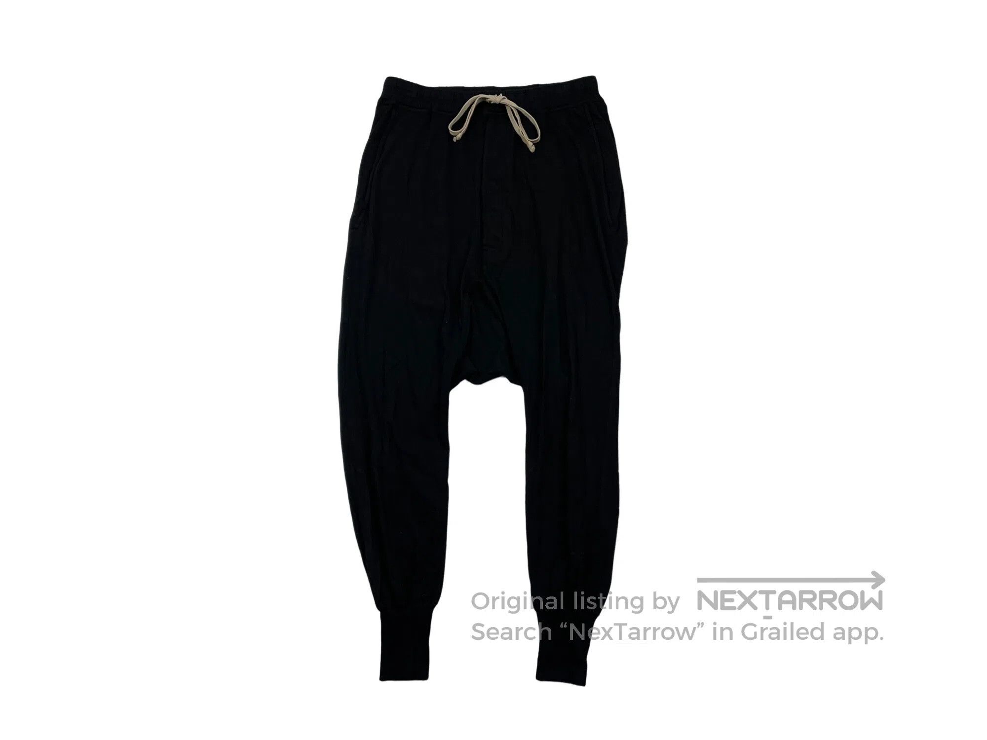 Rick Owens Rick Owens size XS Black Drawcord Drop-Crotch Pants Size US 27 - 1 Thumbnail
