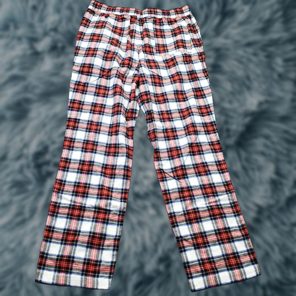 J.Crew J.CREW Mens Size L Multicolor Plaid Flannel Trouser Pants Elastic Waist Drawstring - 100% Cotton, Pleated, Breathable, Pockets, Regular Fit Size US 33 - 1 Thumbnail