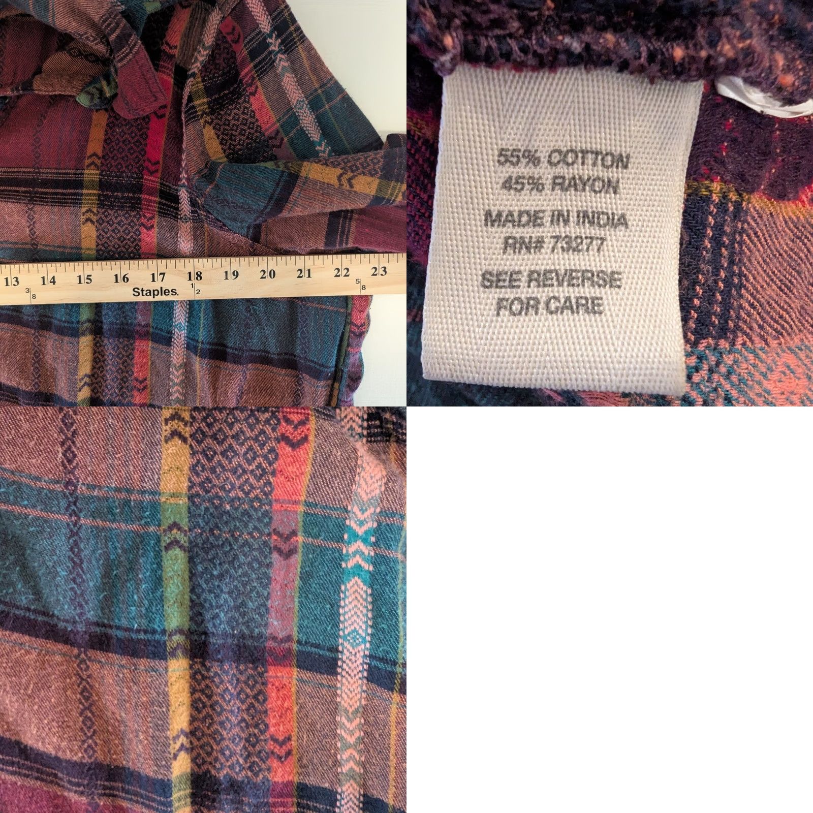 Vintage Mudd Women XXL Southwestern Plaid Lace Up Flannel Shirt Long Sleeve Y2K Size XXL / US 16-18 / IT 52-54 - 8 Thumbnail