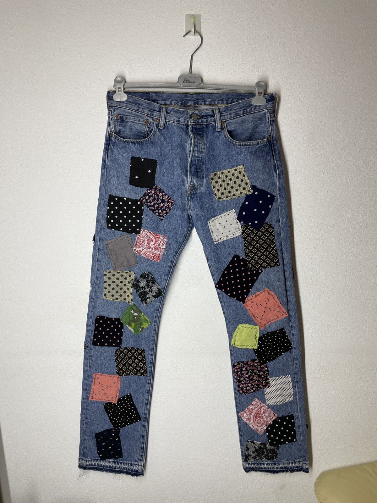 Vintage outlet Levis 501 Straight Fit Jeans with Homemade Patchwork Button Fly Y2K