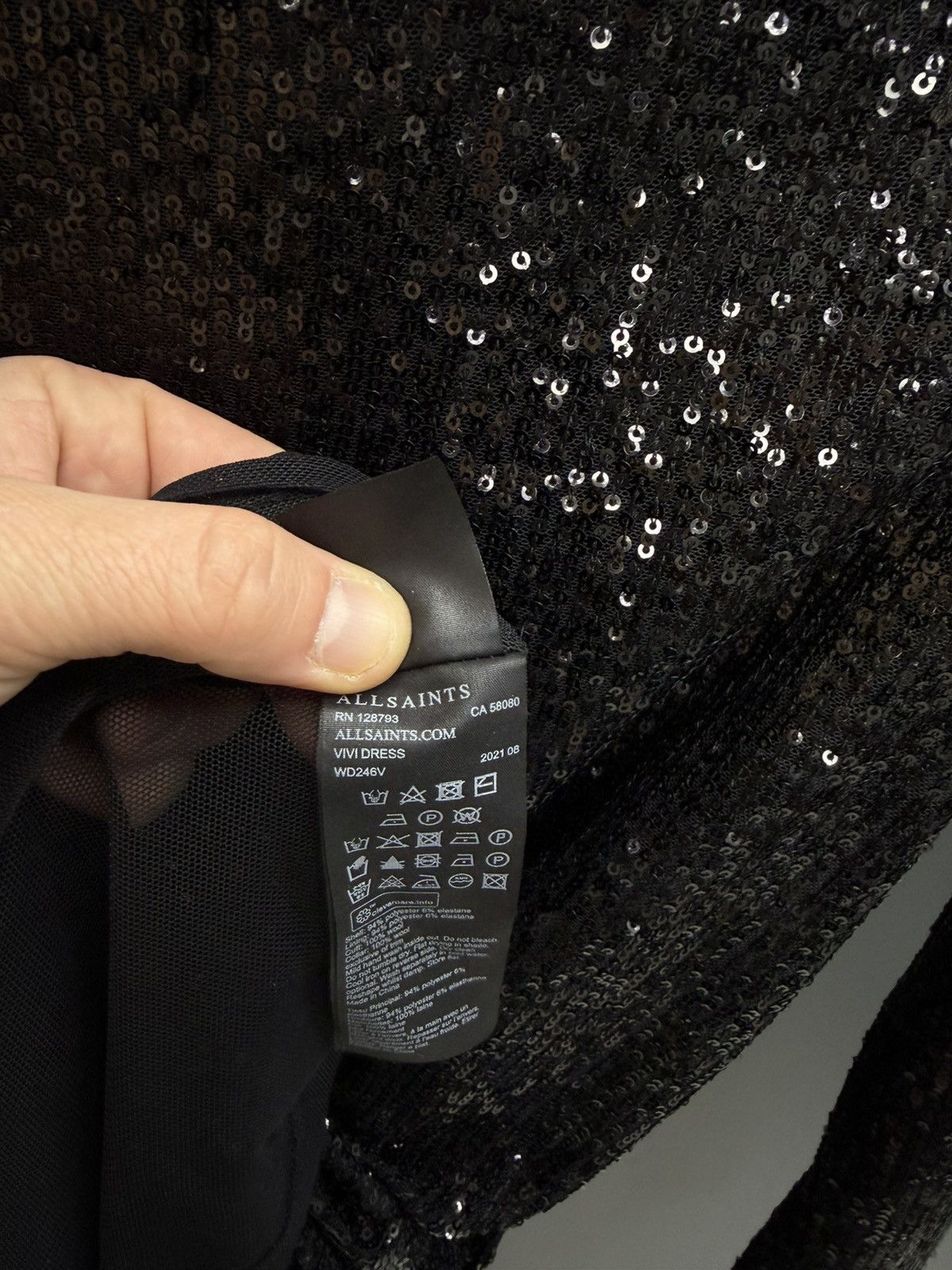 Allsaints AllSaints Black Sequin Midi Dress XS Long Sleeve Size XS / US 0-2 / IT 36-38 - 9 Thumbnail