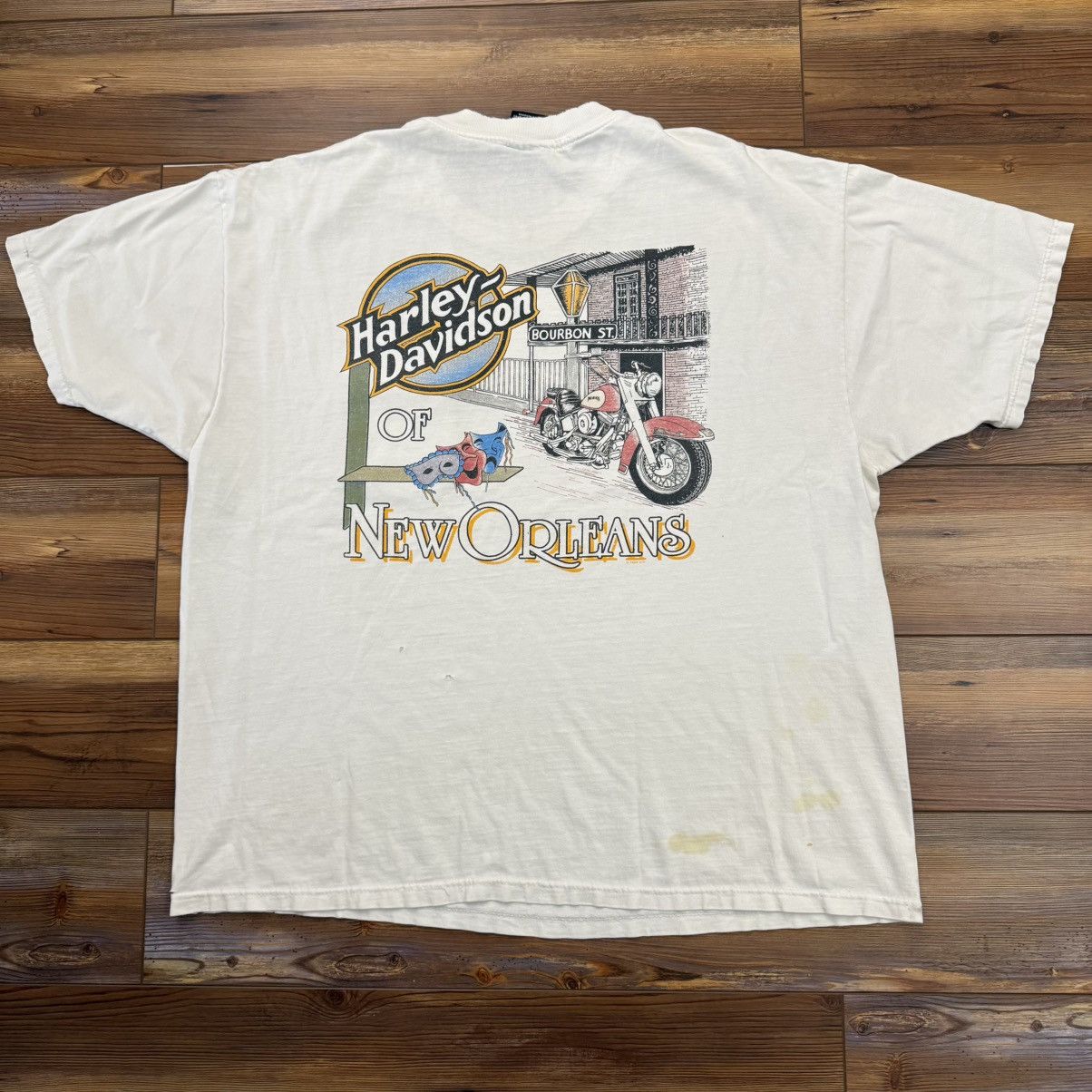 Harley Davidson Vintage White Harley Davidson Flames Eagle Pocket Tee Shirt Size US XL / EU 56 / 4 - 2 Thumbnail