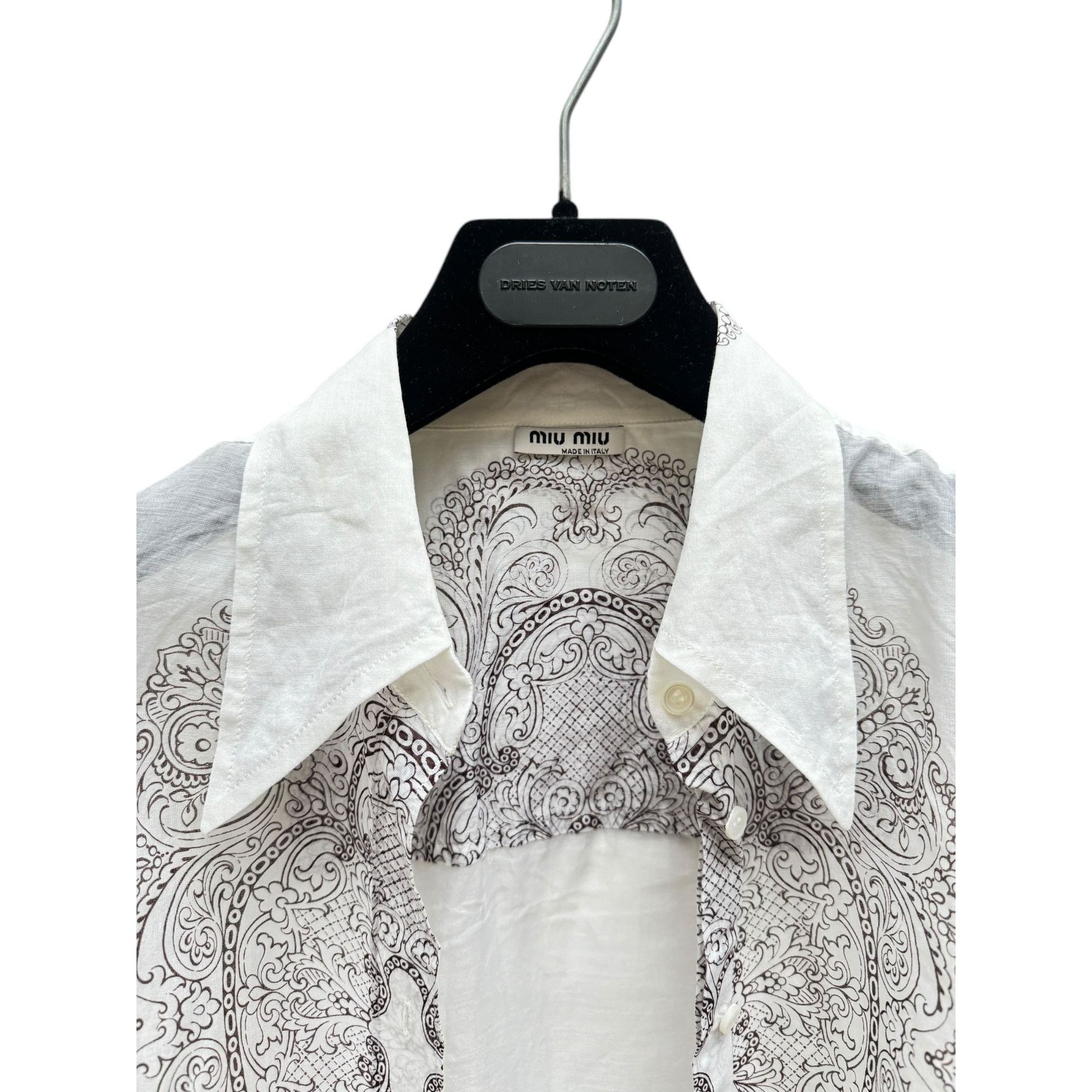 Miu Miu White Paisley Print Shirt Size M / US 6-8 / IT 42-44 - 3 Thumbnail