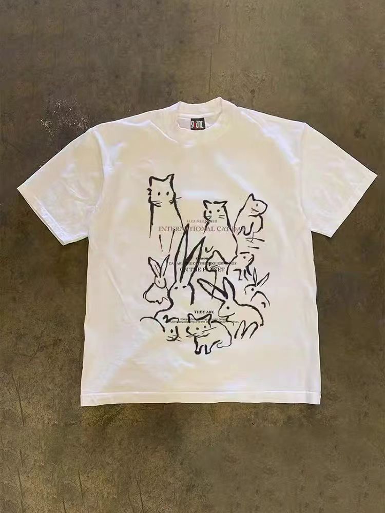 Japanese Brand × Vintage White Loose Printed Casual Short Sleeve T-Shirt Size US M / EU 48-50 / 2 - 1 Thumbnail