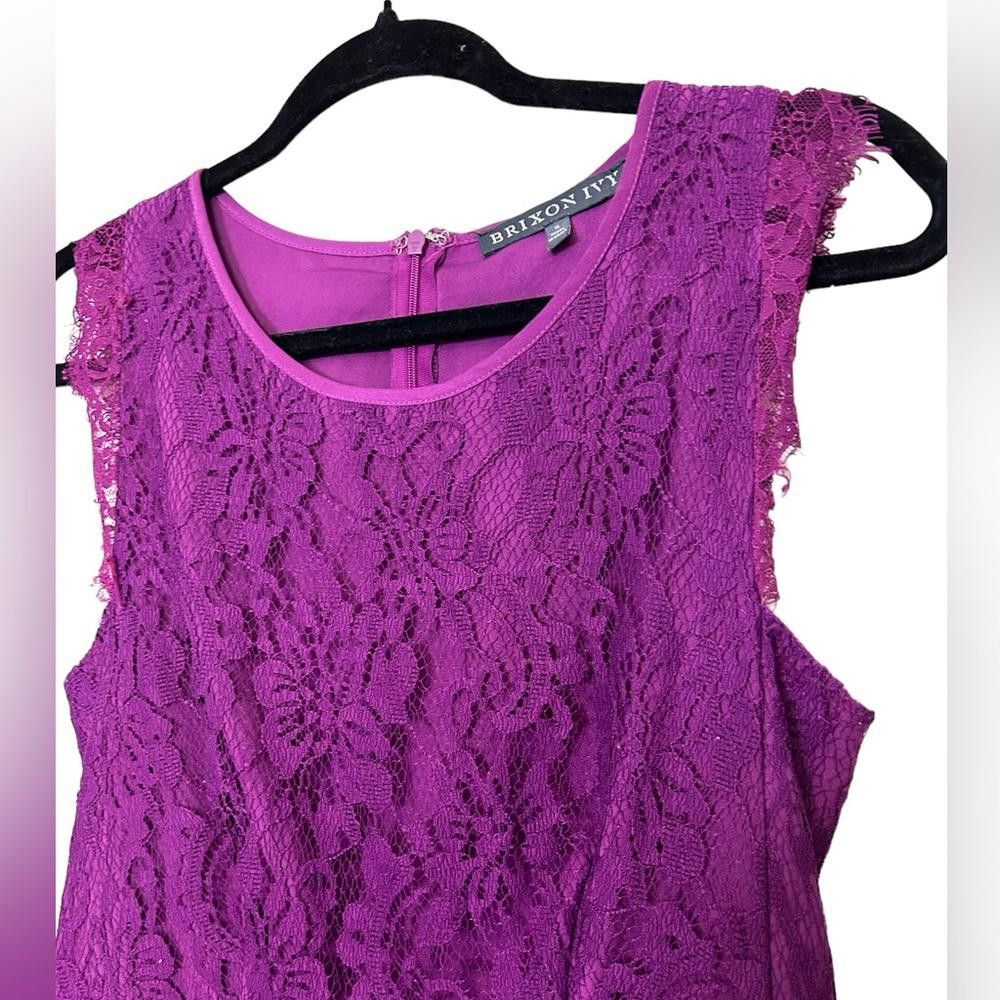 Designer Brixon Ivy l Purple Sleeve Lace Sheath Dress Small Size S / US 4 / IT 40 - 3 Thumbnail