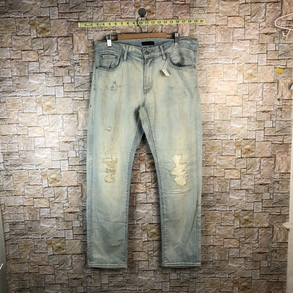 Uniqlo Blue Disstressed ripped patchwork Denim Pants #A1118