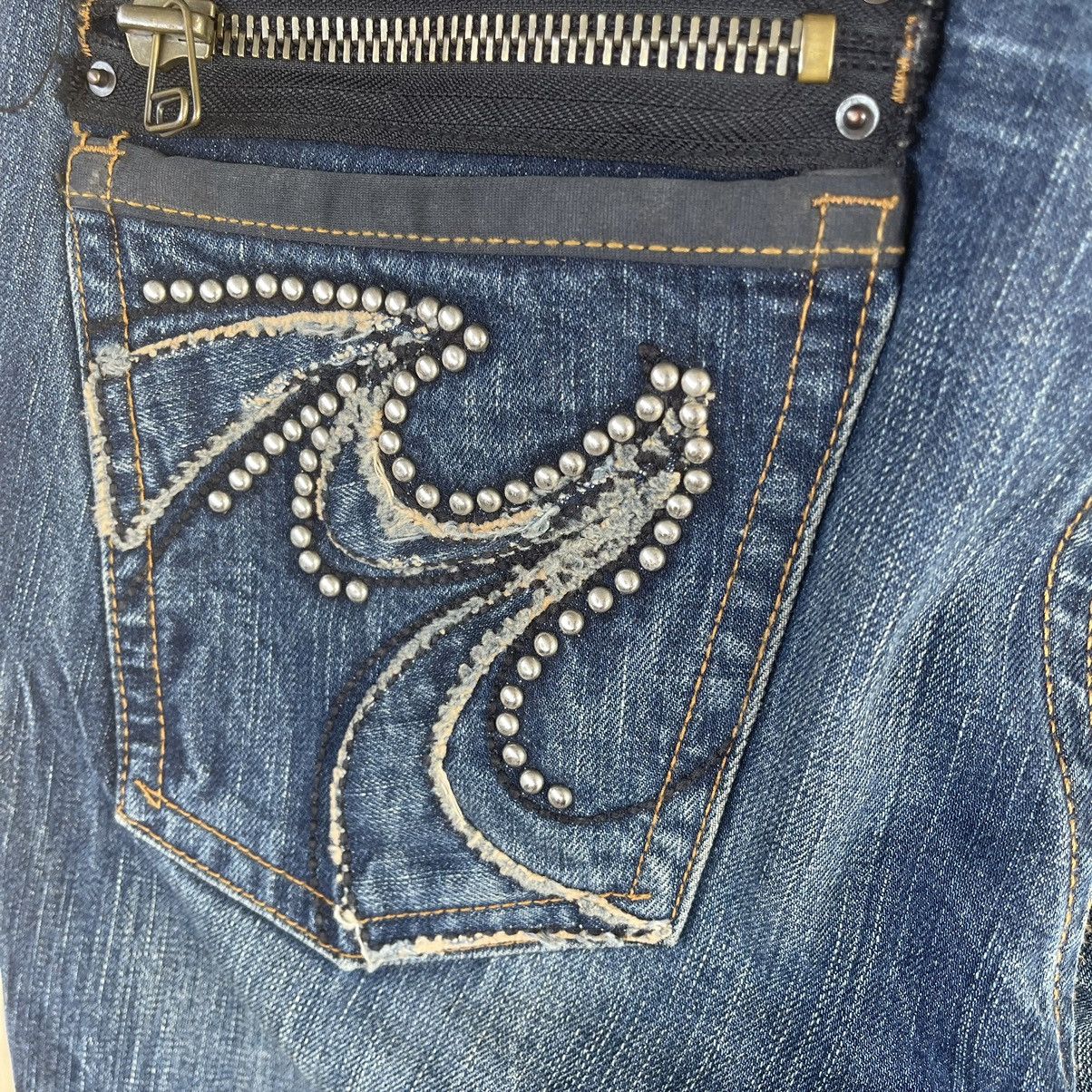 Japanese Brand Cloud 72 Skull Embroidered Jeans Size US 35 - 16 Thumbnail