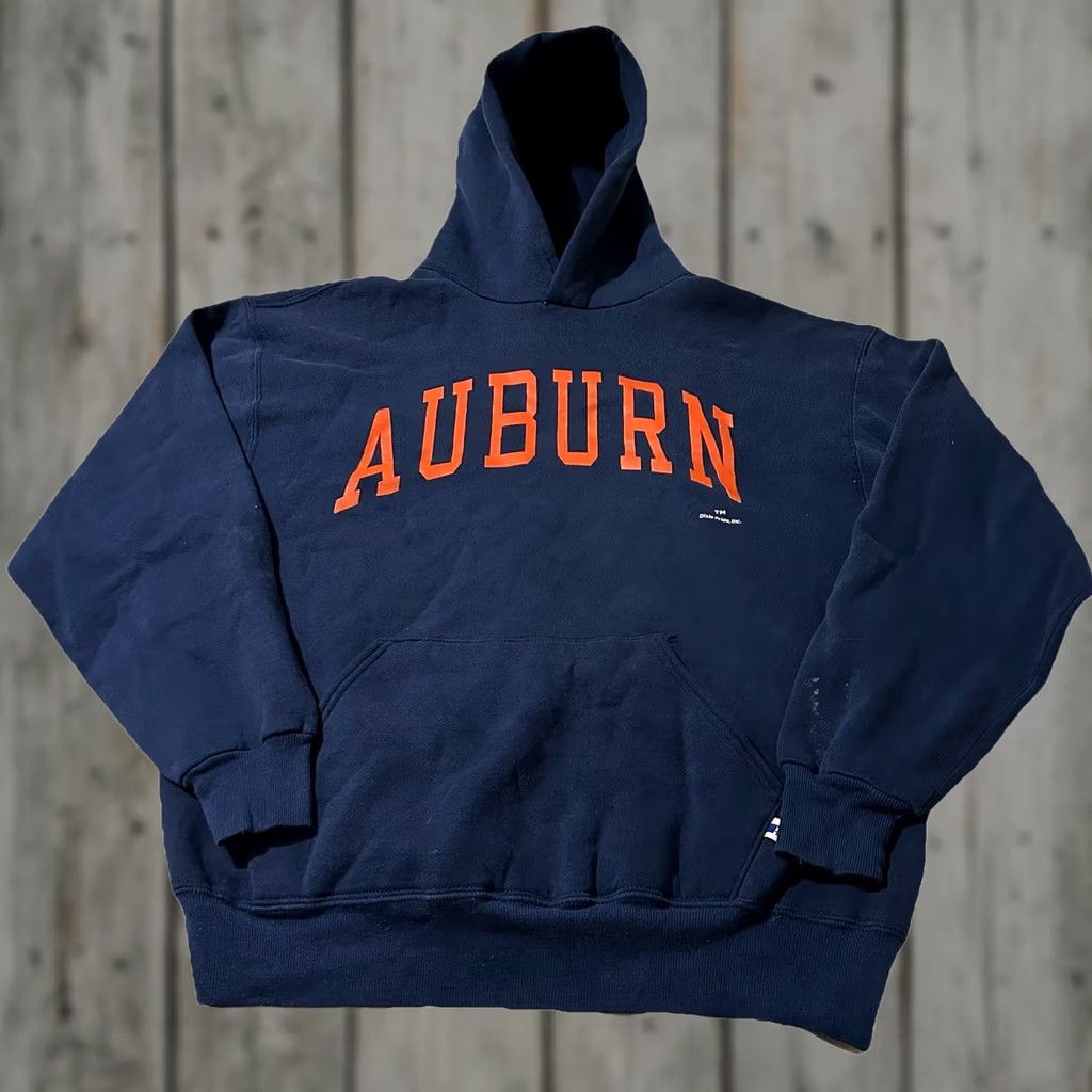 Russell Athletic VINTAGE Russell Athletic Auburn Tigers College Hoodie L Mens Blue 90s Pullover Hoodie Size US L / EU 52-54 / 3 - 1 Thumbnail