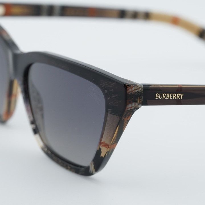 Burberry Burberry BE4468 4202T3 Sunglasses Sand Check Cat Eye Frame Size ONE SIZE - 9 Thumbnail
