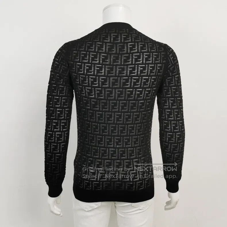 Fendi Fendi Men's black FF all-over print wool knitwear, 90% woo Size US S / EU 44-46 / 1 - 2 Thumbnail