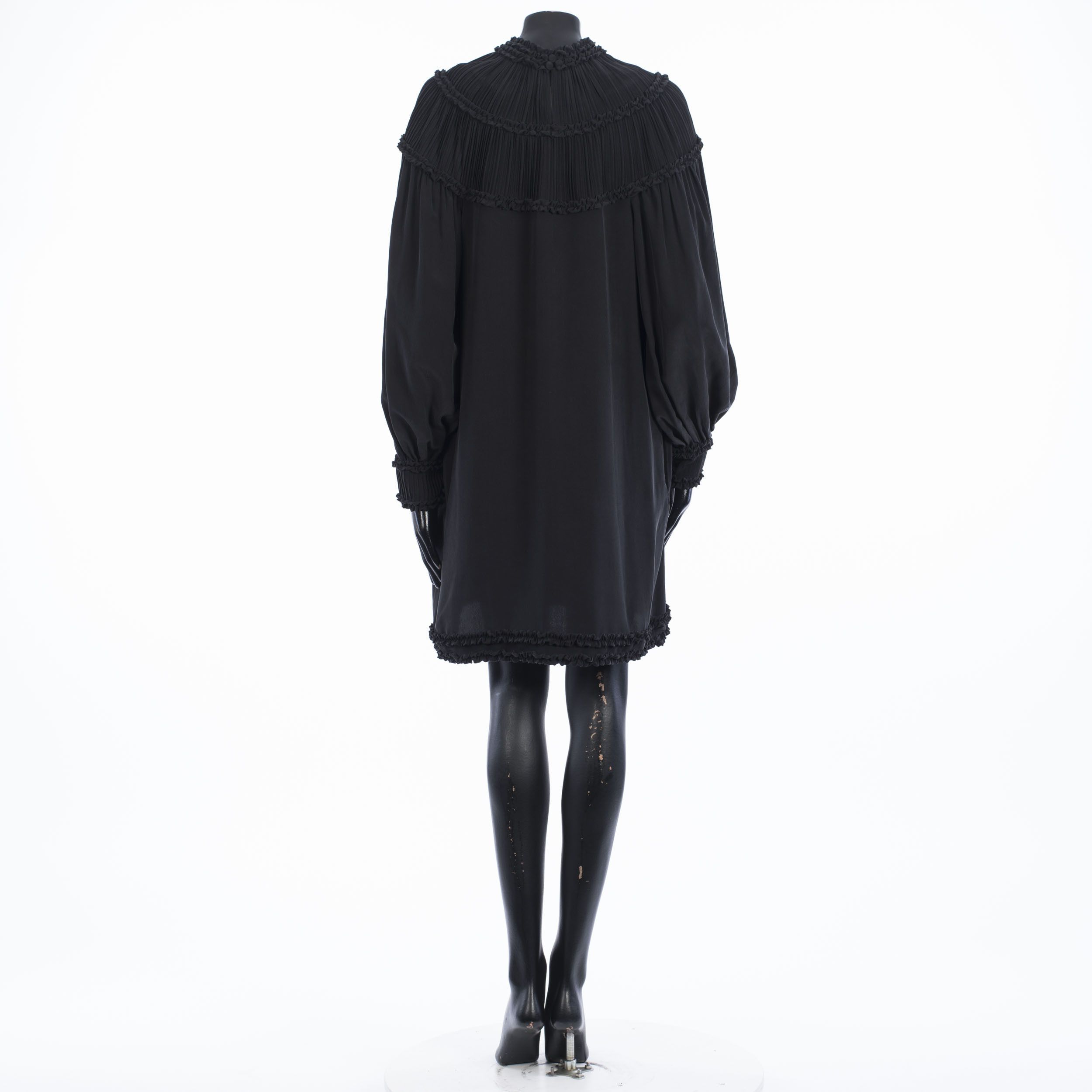 Fendi Crêpe De Chine Dress With Ruffles In Black Silk Size M / US 6-8 / IT 42-44 - 5 Thumbnail