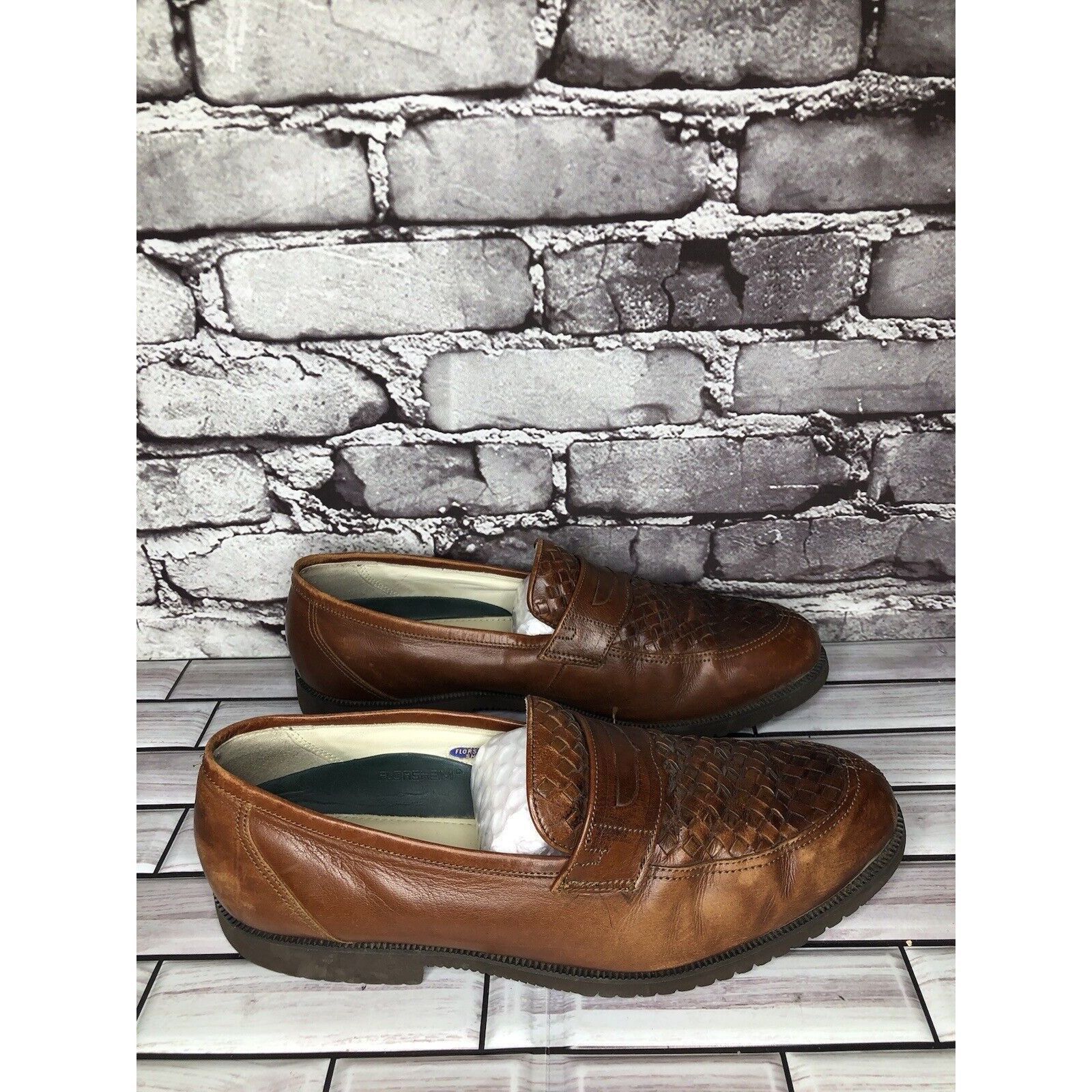 Florsheim Florsheim Vibram Brown Leather Woven Hand Sewn Dress Loafers Size US 9.5 / EU 42-43 - 13 Thumbnail
