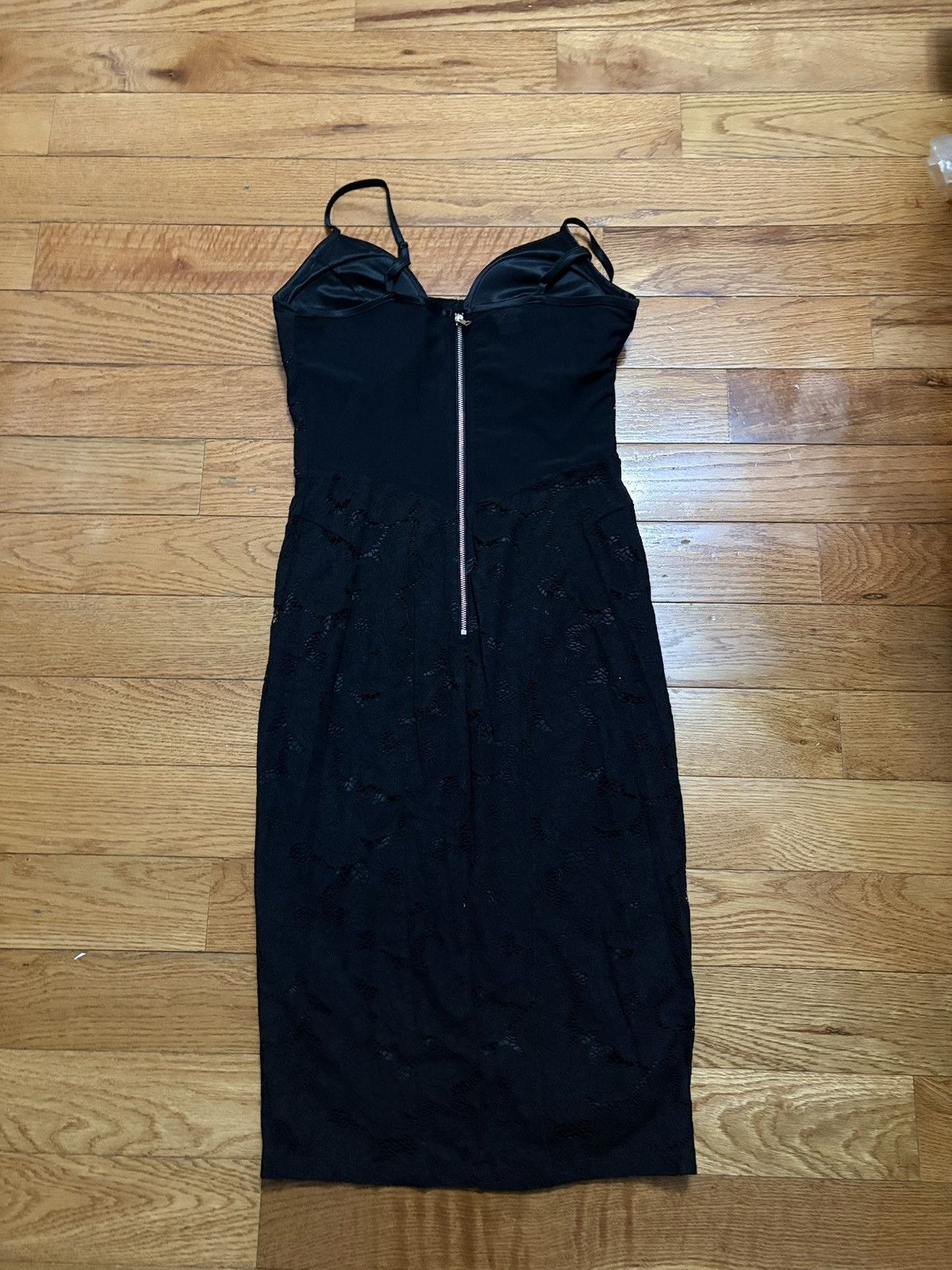 Bebe Black lace bodycon dress with zipper detail Size S / US 4 / IT 40 - 2 Thumbnail