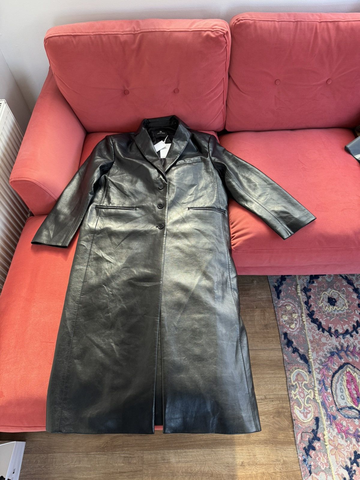 Anine Bing Anine Bing New Long Leather coat, black, size L Size L / US 10 / IT 46 - 6 Thumbnail