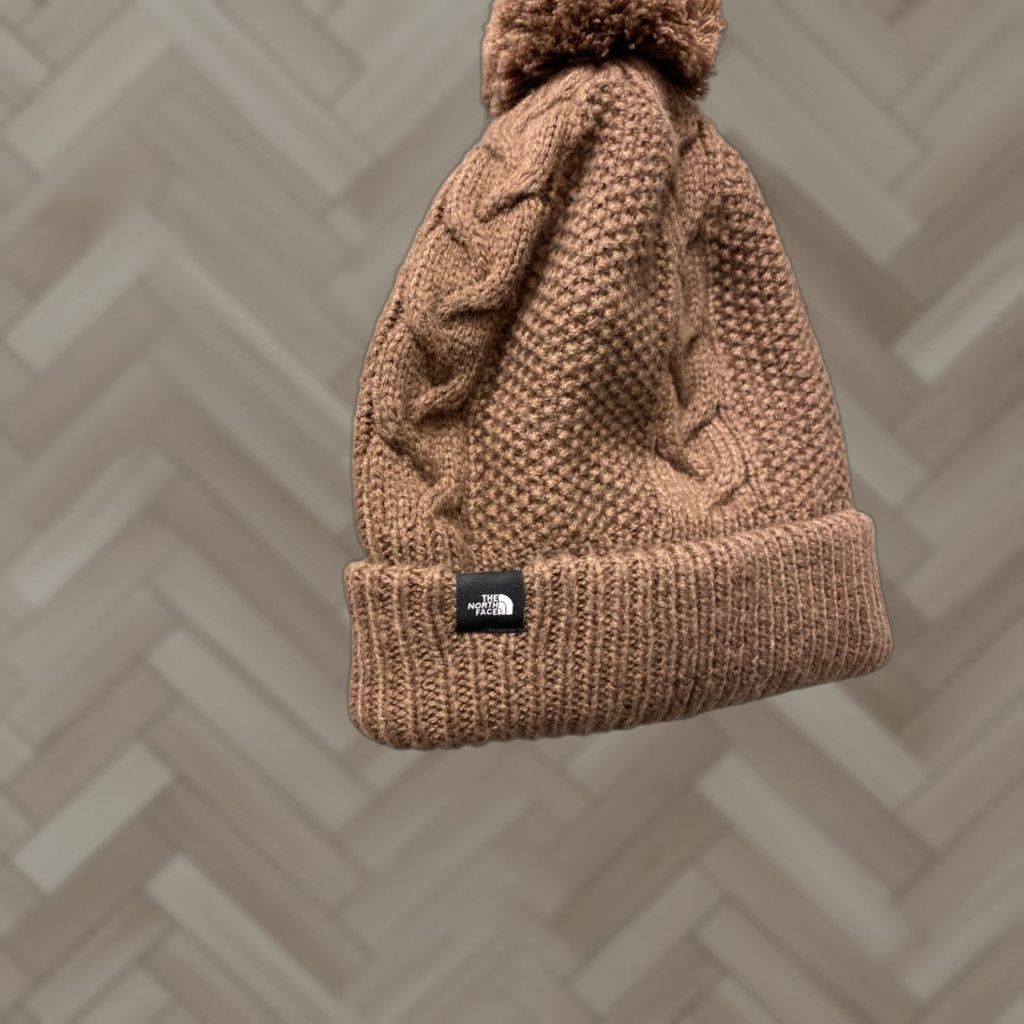 The North Face VINTAGE The North Face Beanie Womens One Size Browns Acrylic Fur Pom Hat Cap Winter Size ONE SIZE - 1 Thumbnail
