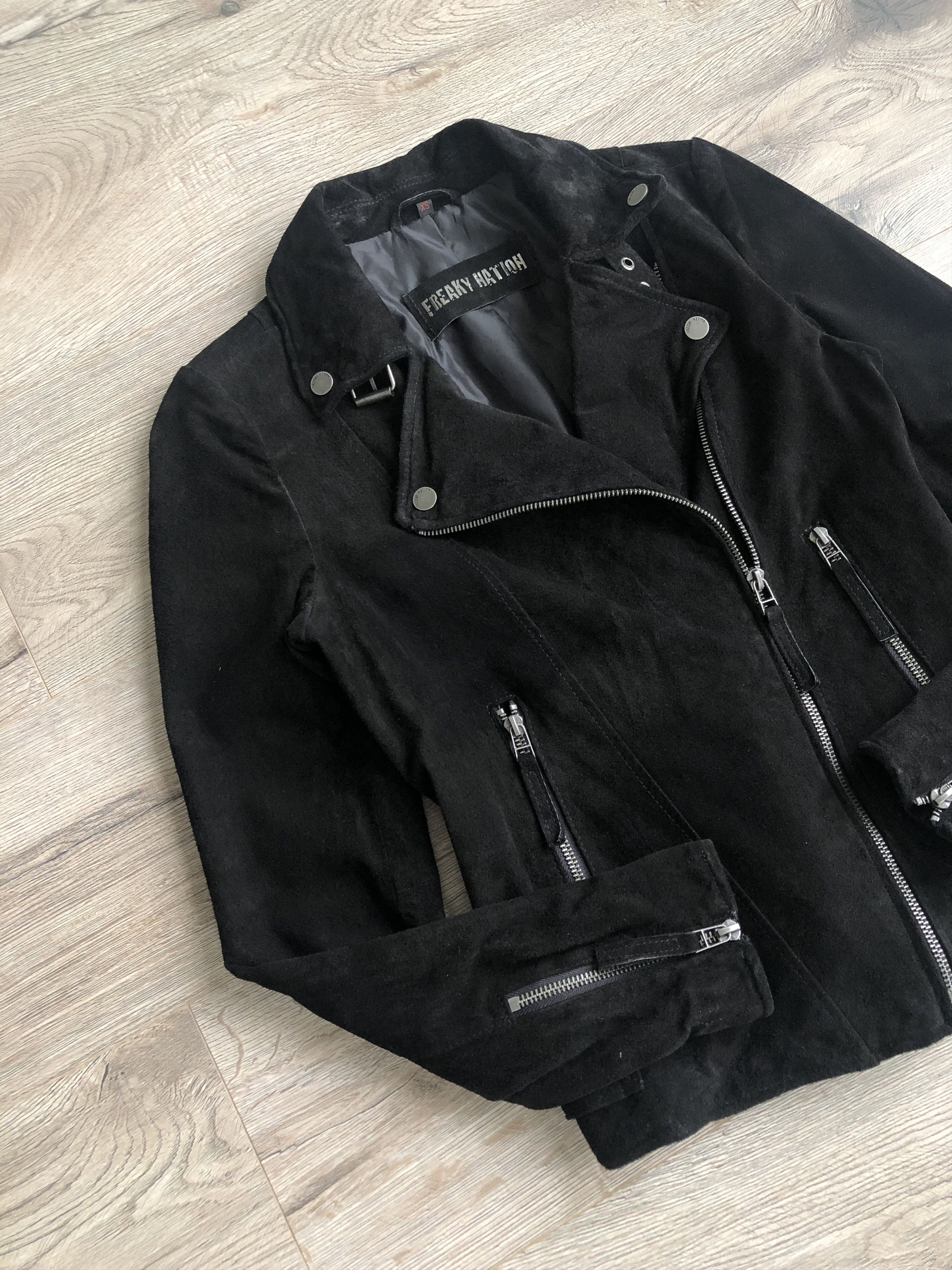 image of Leather Jacket x Vintage Freaky Nation Women’S Biker Jacket Vintage in Black, Women's (Size XS)