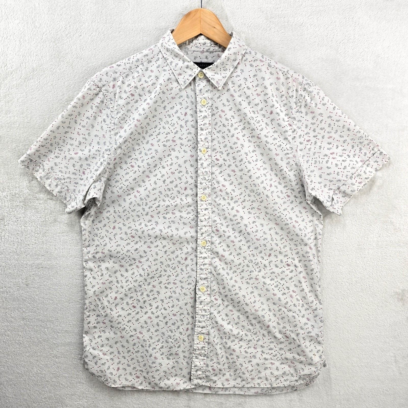 Allsaints AllSaints Shirt Medium Kawaba Short Sleeve Floral Ivory Size US M / EU 48-50 / 2 - 1 Thumbnail