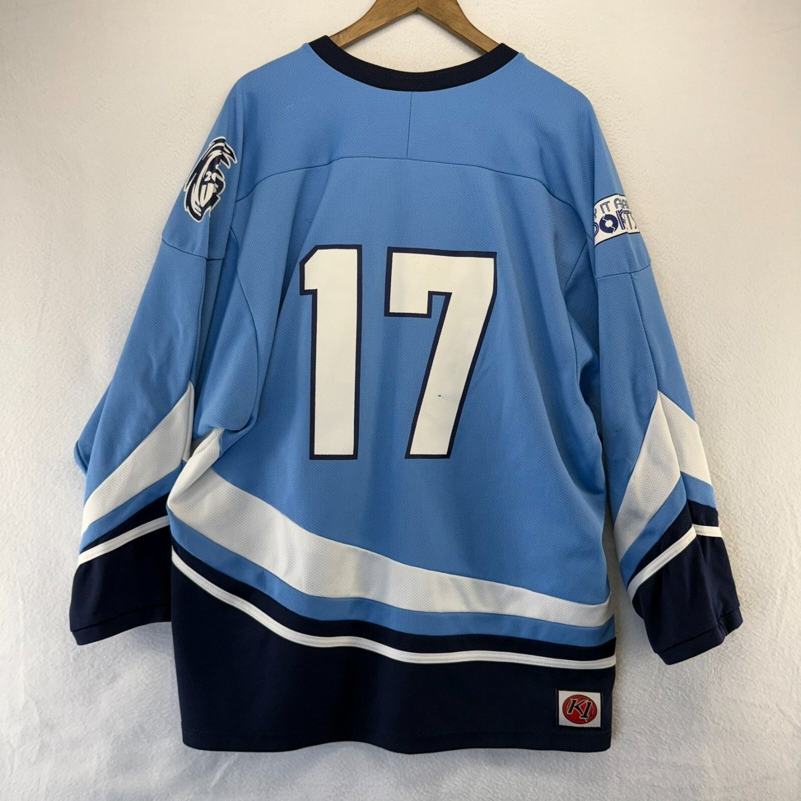 Vintage Vintage Southern Maine Wave Hockey Jersey Men's Large Blue Size US L / EU 52-54 / 3 - 9 Thumbnail