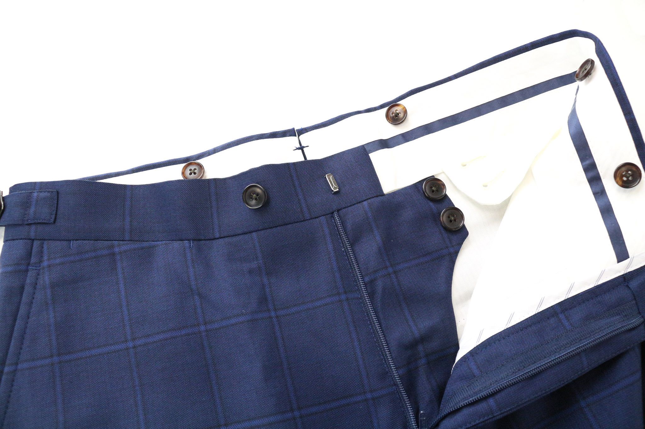 Suitsupply LA SPALLA UK34R Blue Wool Checked Trousers 74731 Size 34R - 3 Thumbnail
