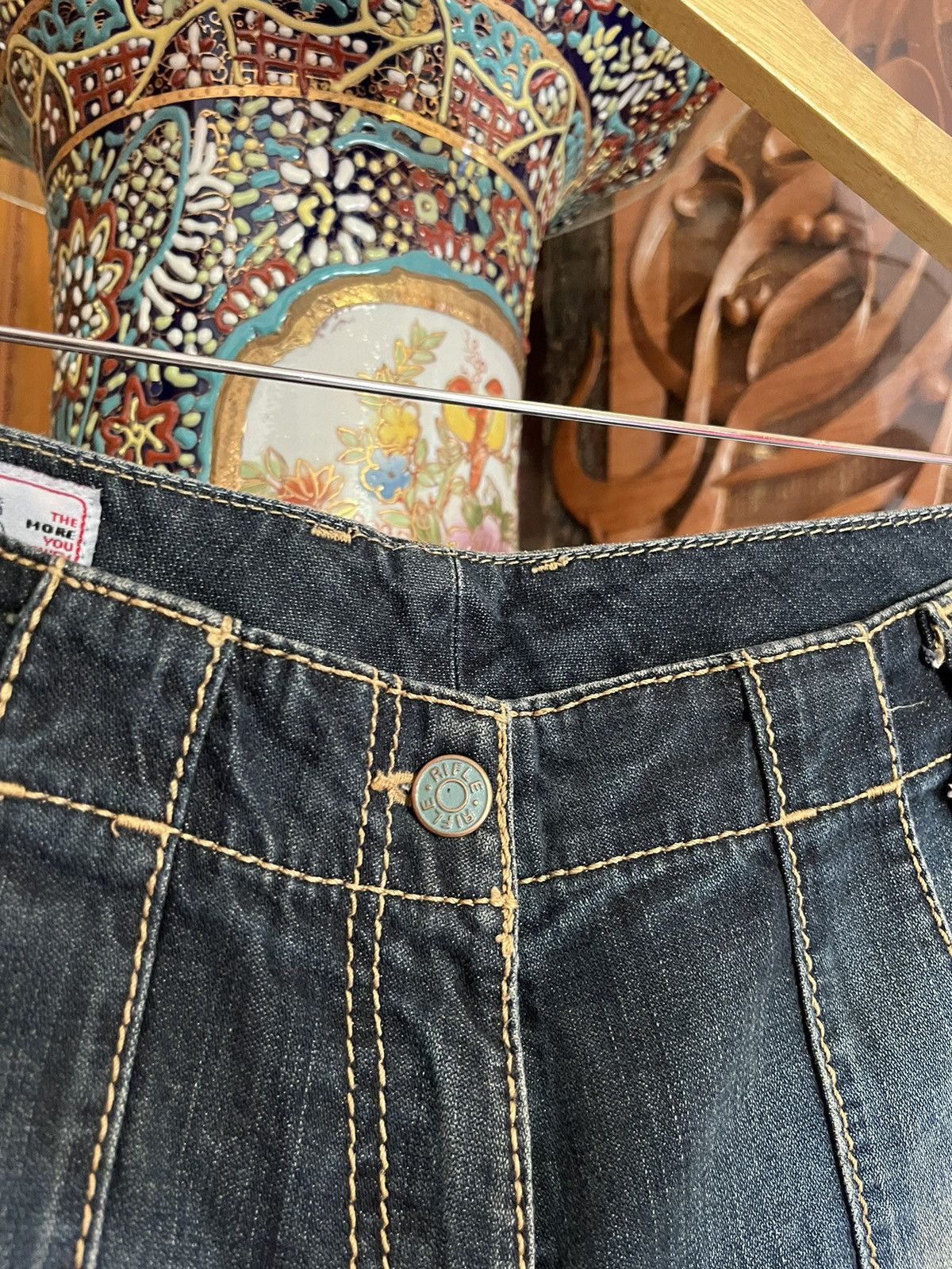 If Six Was Nine × Japanese Brand × KMRii Y2K Rifle Ultility Flared Jeans Size 33" - 3 Thumbnail