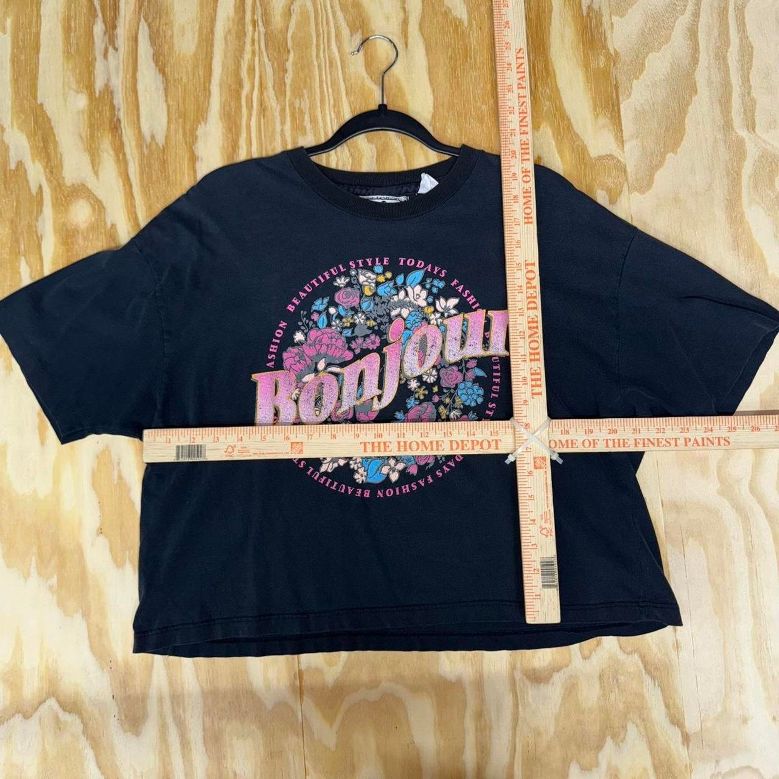 Vintage Vintage y2k bonjour french style crop top femme / womens tee Size L / US 10 / IT 46 - 3 Thumbnail