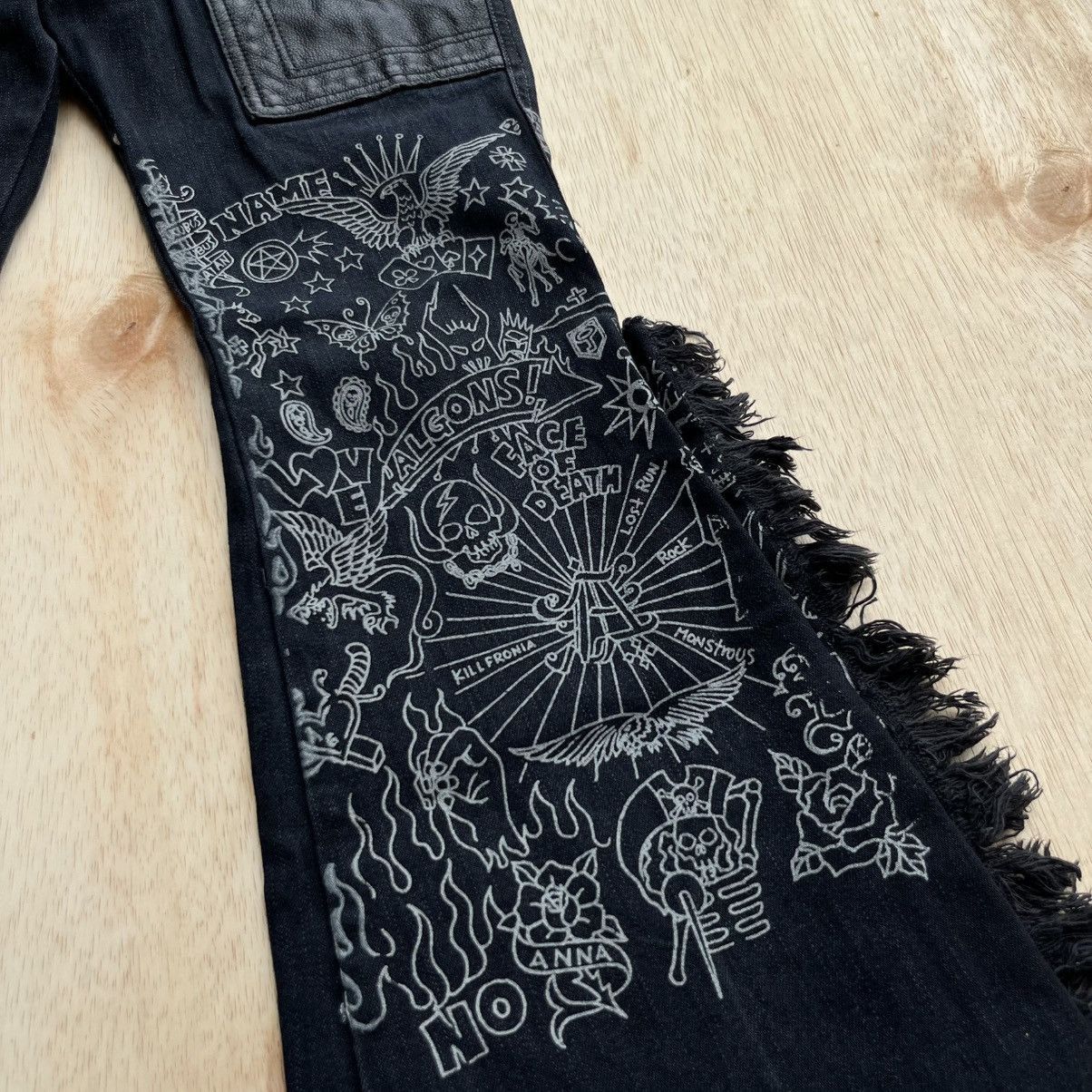 Tornado Mart ALGONQUINS JAPANESE BRAND BONDAGE Y2K MAD PUNK FLARED DENIM Size 27" / US 4 / IT 40 - 3 Thumbnail